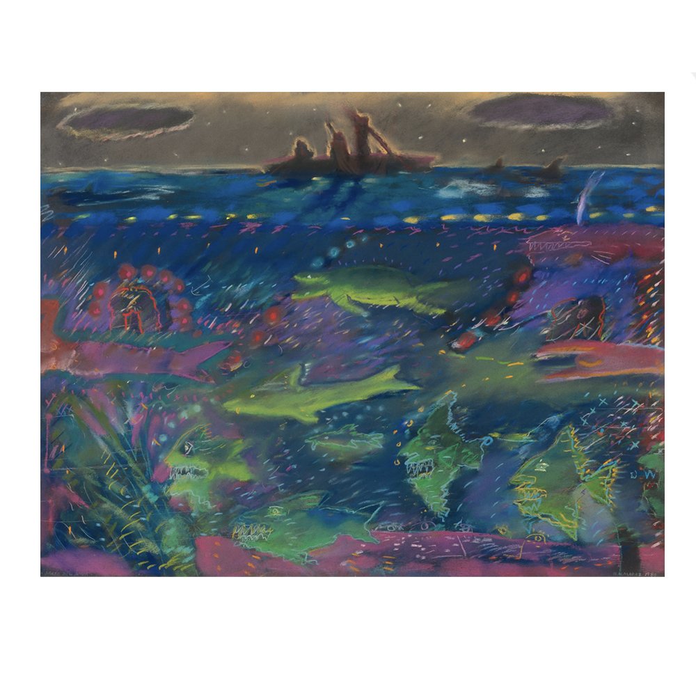Carlos Almaraz -- Abajo de Agua, 1980, pastel on paper, 19 ½ x 25 ⅛ inches (Marc Selwyn Fine Art, Beverly Hills, CA)