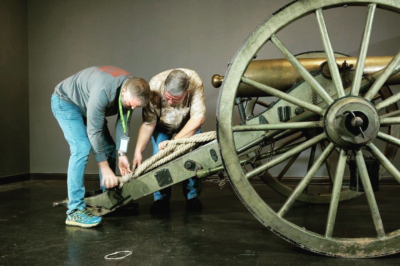 On this day 31st August 2018. Preparing the 12 pound Napoleon cannon for exhibit @tnstatemuseum #fineartconservation #cannon #arthandling #nashville #civilwarhistory