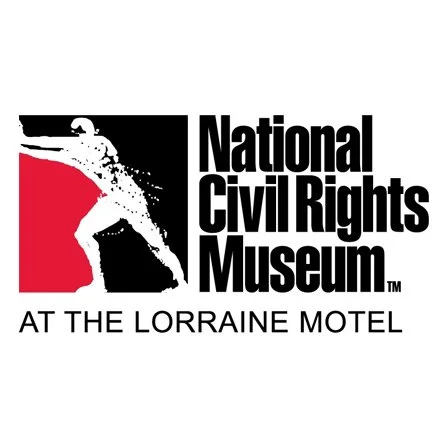 Logo of the National Civil Rights Museum at the Lorraine Motel, featuring a black and white figure with a red background.