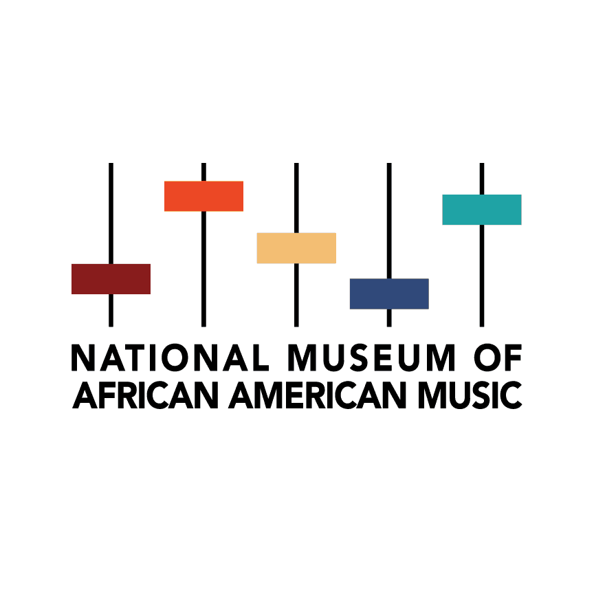 Logo for the National Museum of African American Music featuring five colorful vertical equalizer-style bars.
