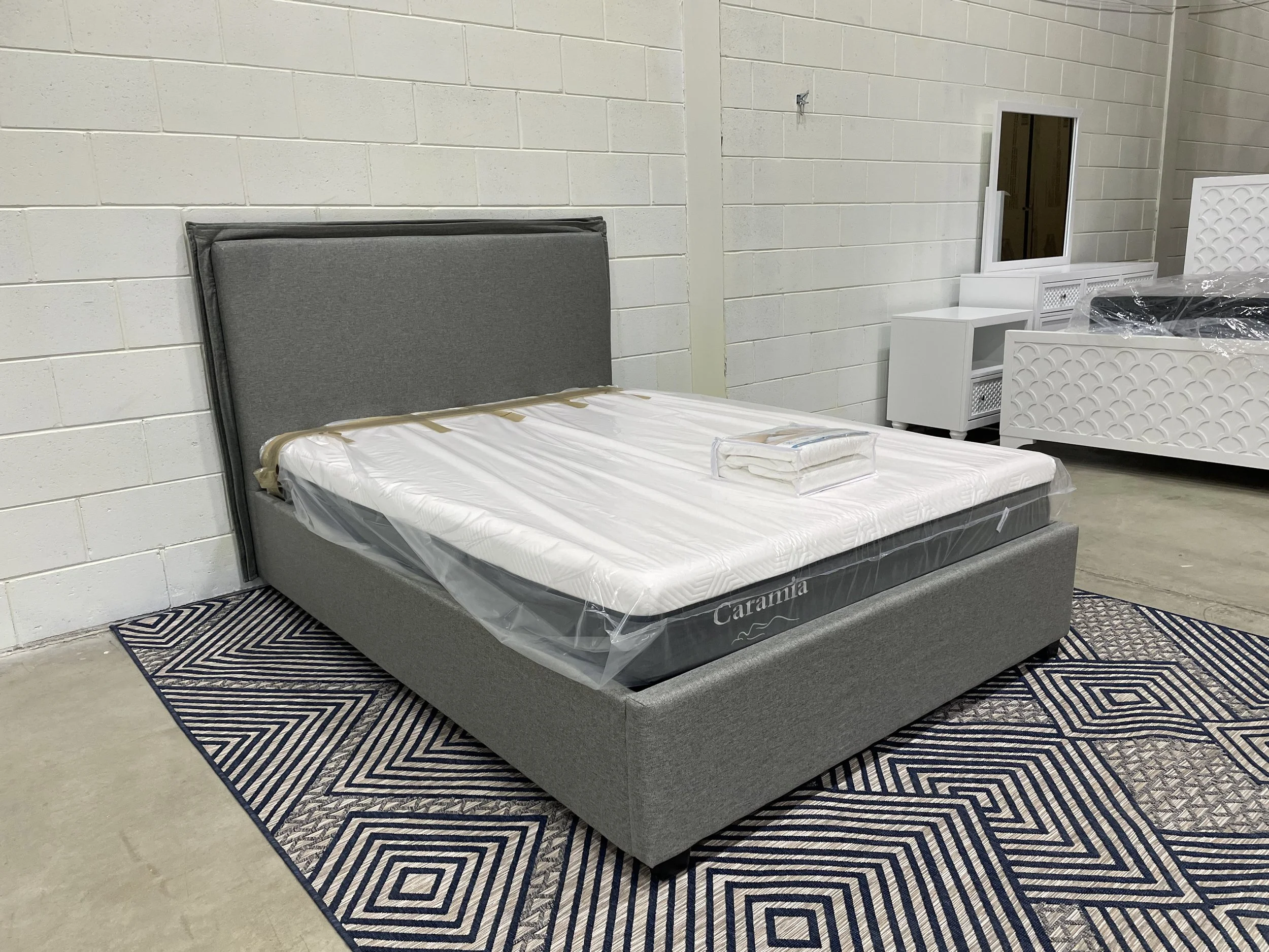 Light Grey Upholstered Bed