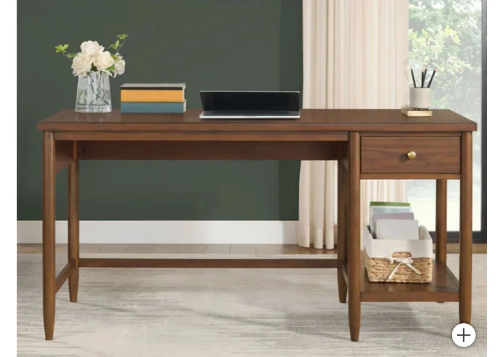60" Dark Walnut Writing Desk