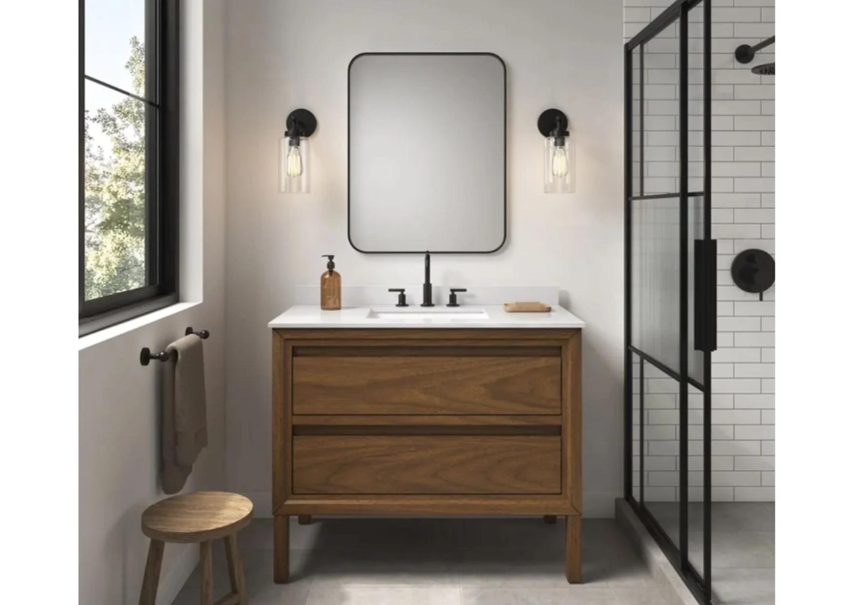 OVE Decors Tino 42” Vanity in Pistachio Finish with Quartz Countertop - Freestanding or Wallhung