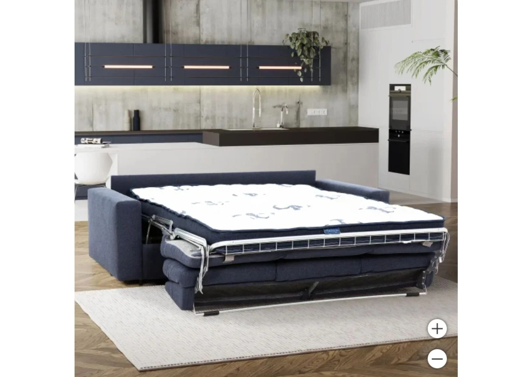 Stearns & Foster Stefano Queen Size Sleeper Sofa in Navy Fabric