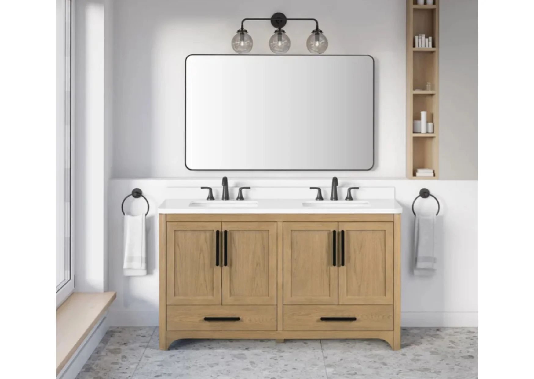 OVE Decors Adrian 60" Vanity with Quartz Top in Marcona