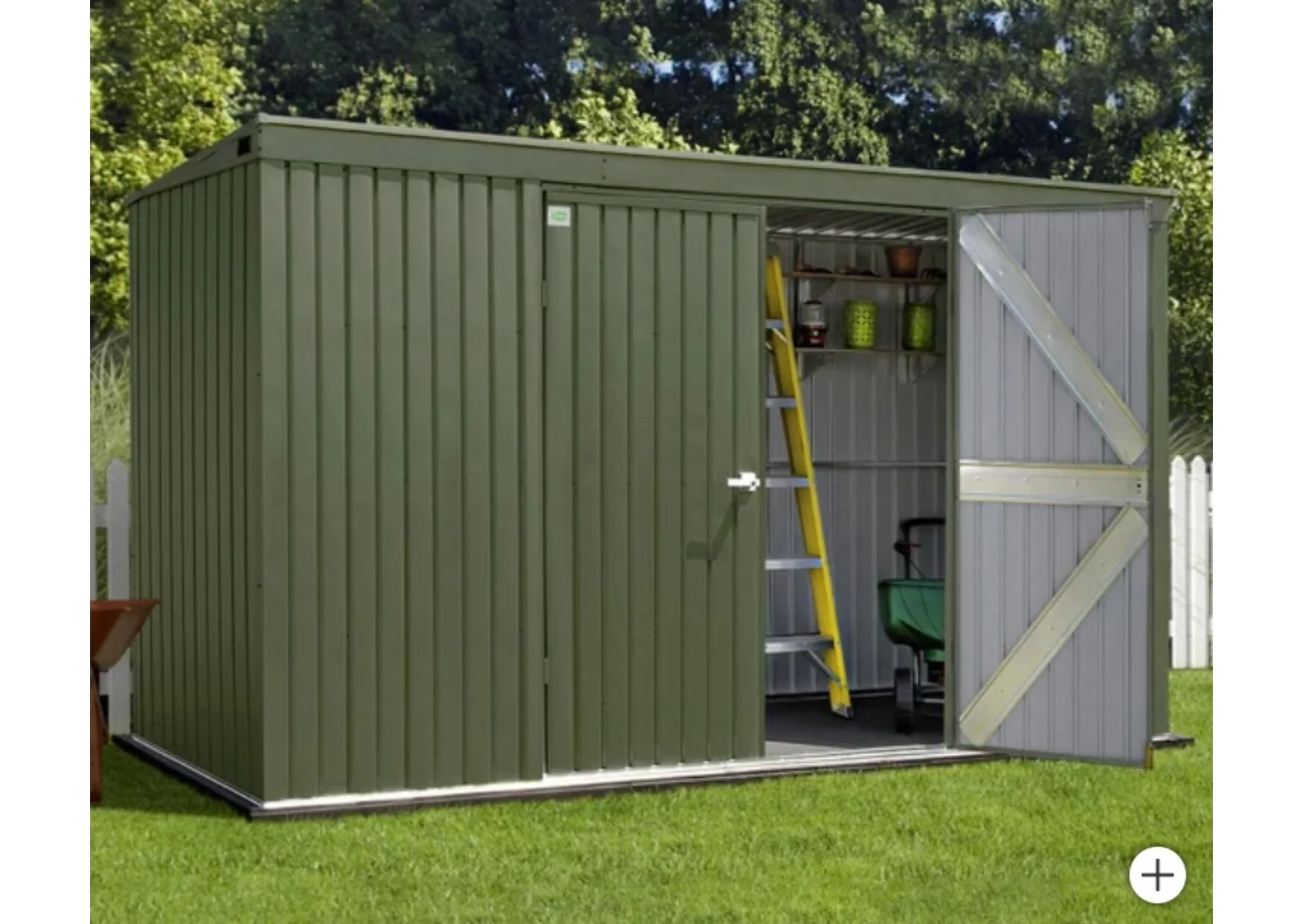 Scotts Garden Storage Shed 12 ft. × 4 ft. in Vintage Green