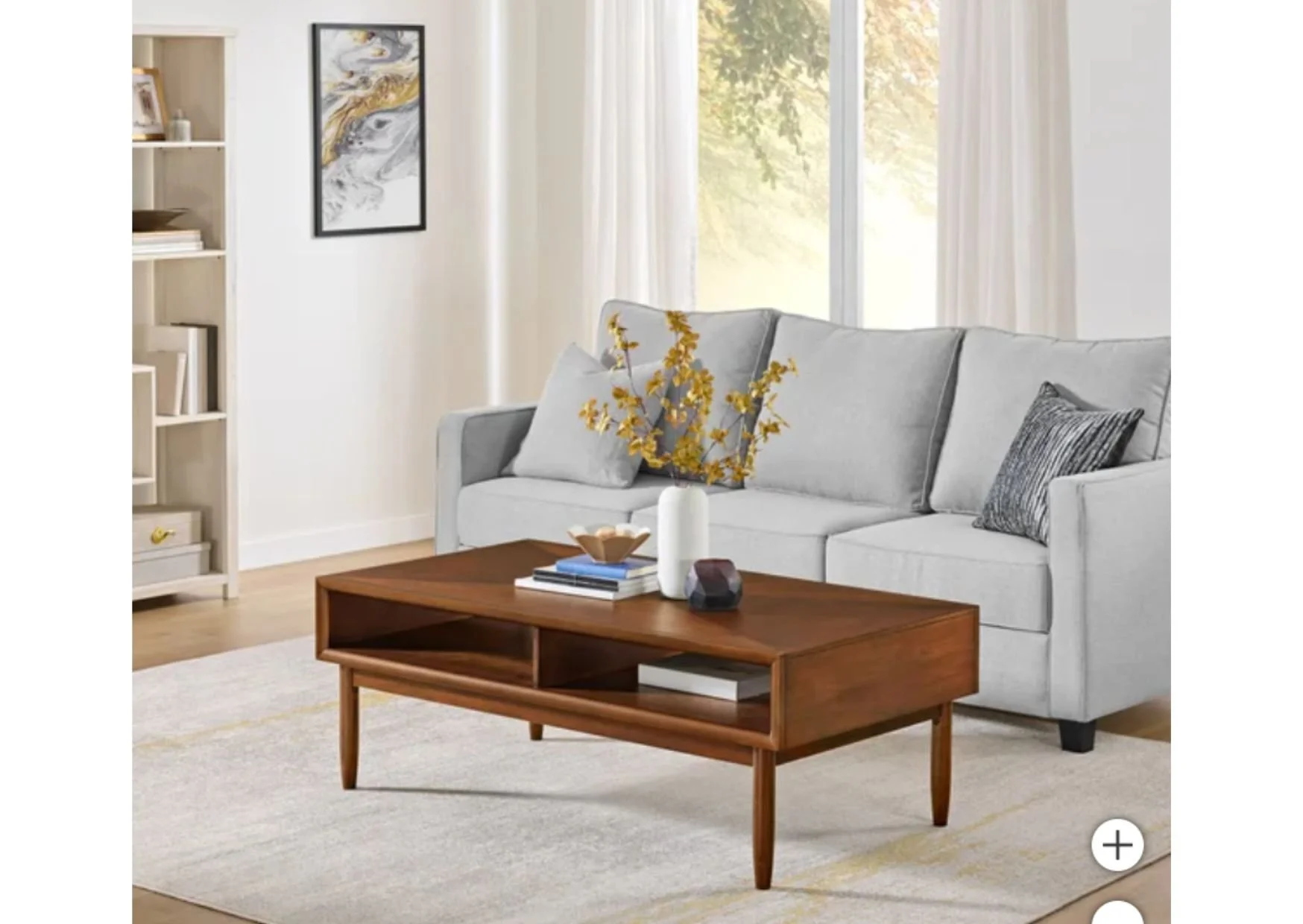 Rectangular Coffee Table with Storage in Walnut