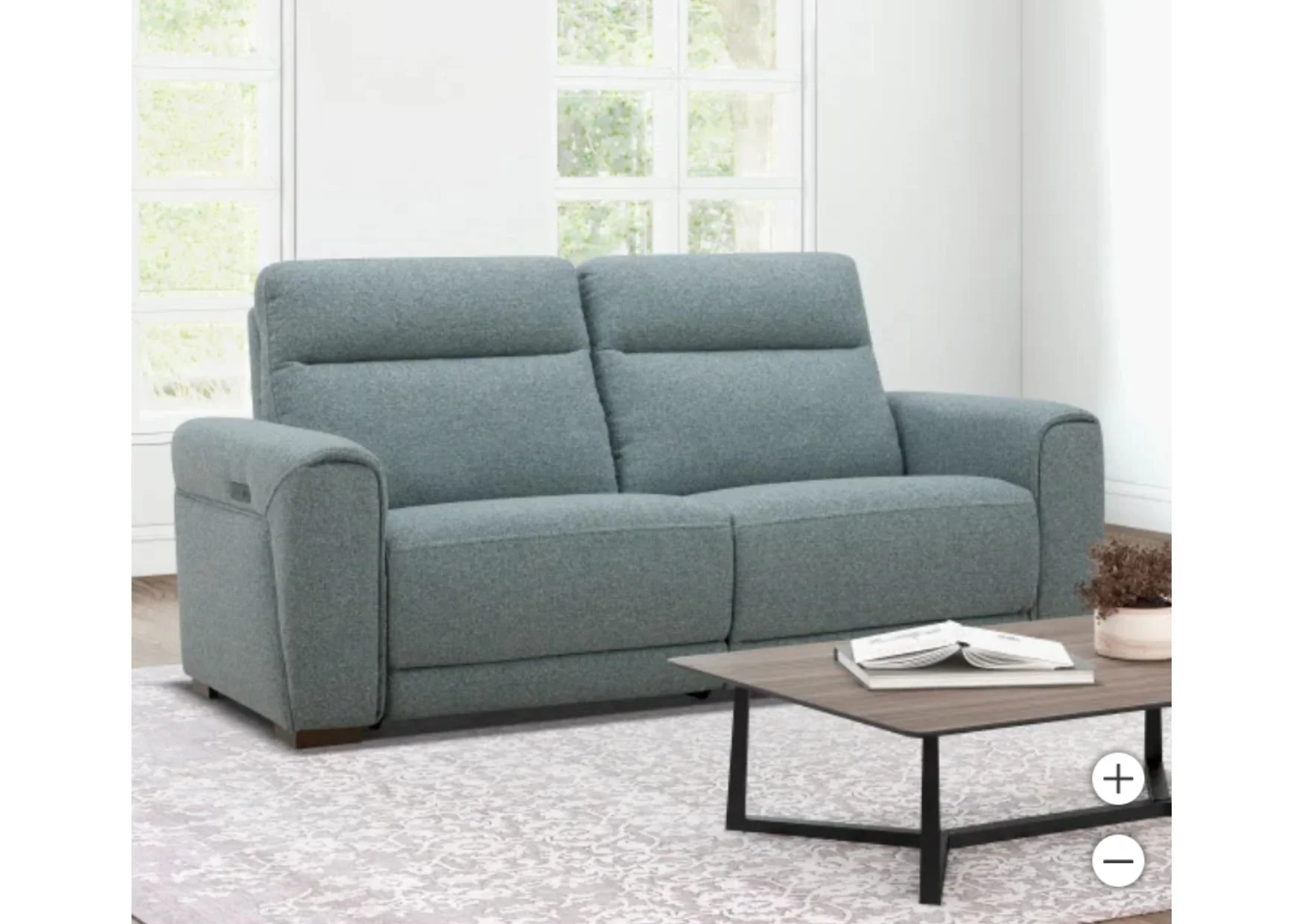 Aiden & Ivy Light Green Textured Fabric Power Reclining Sofa with Power Headrests