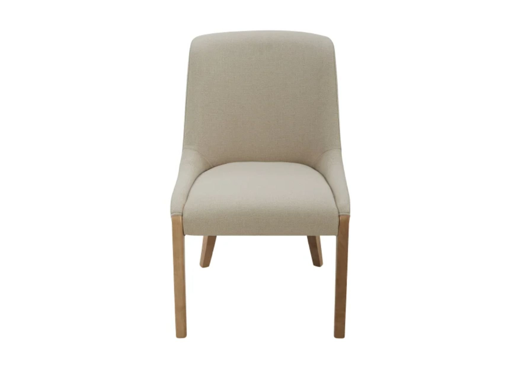 Aiden & Ivy Beige Fabric Dining Chair with Solid Wood Legs