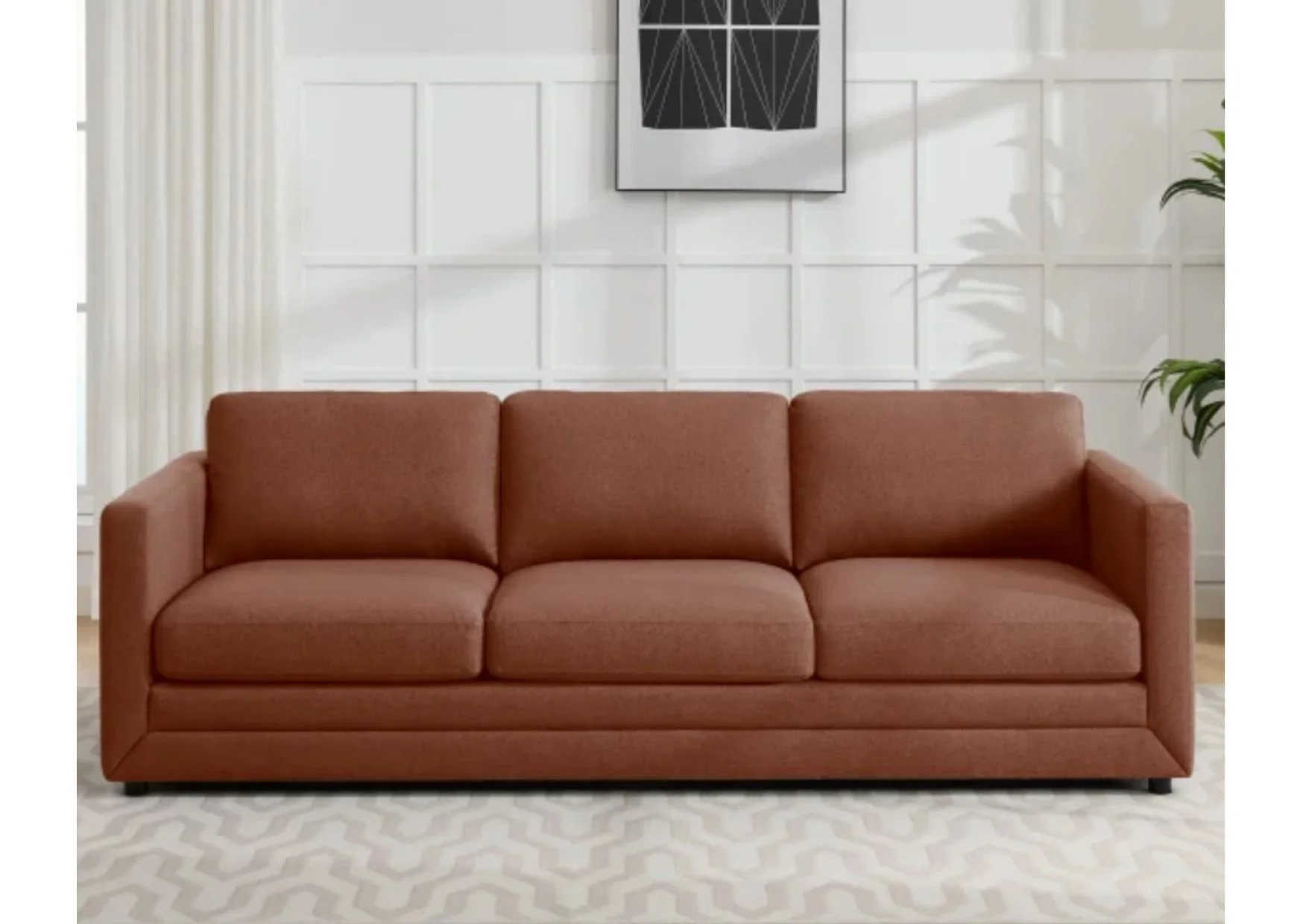 Orange Fabric 3-Seater Sofa