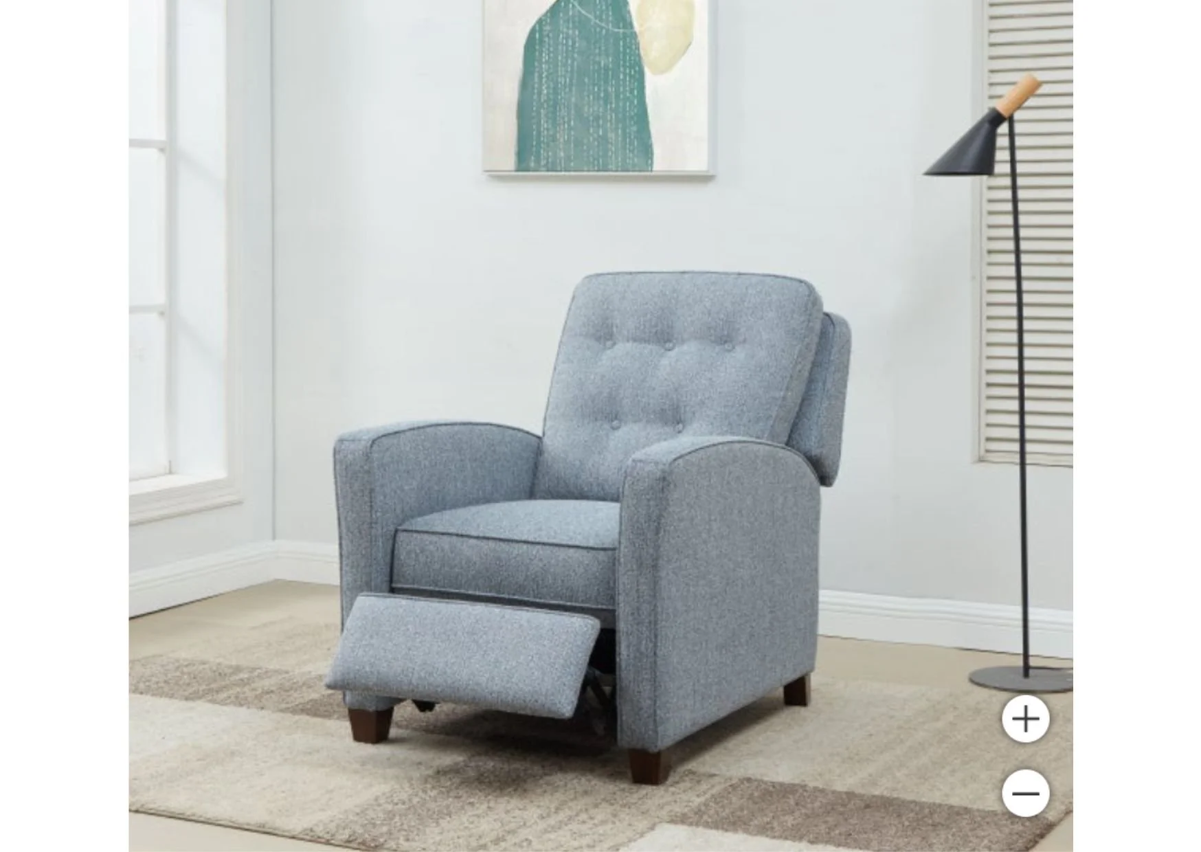 Light Blue Fabric Push-back Recliner