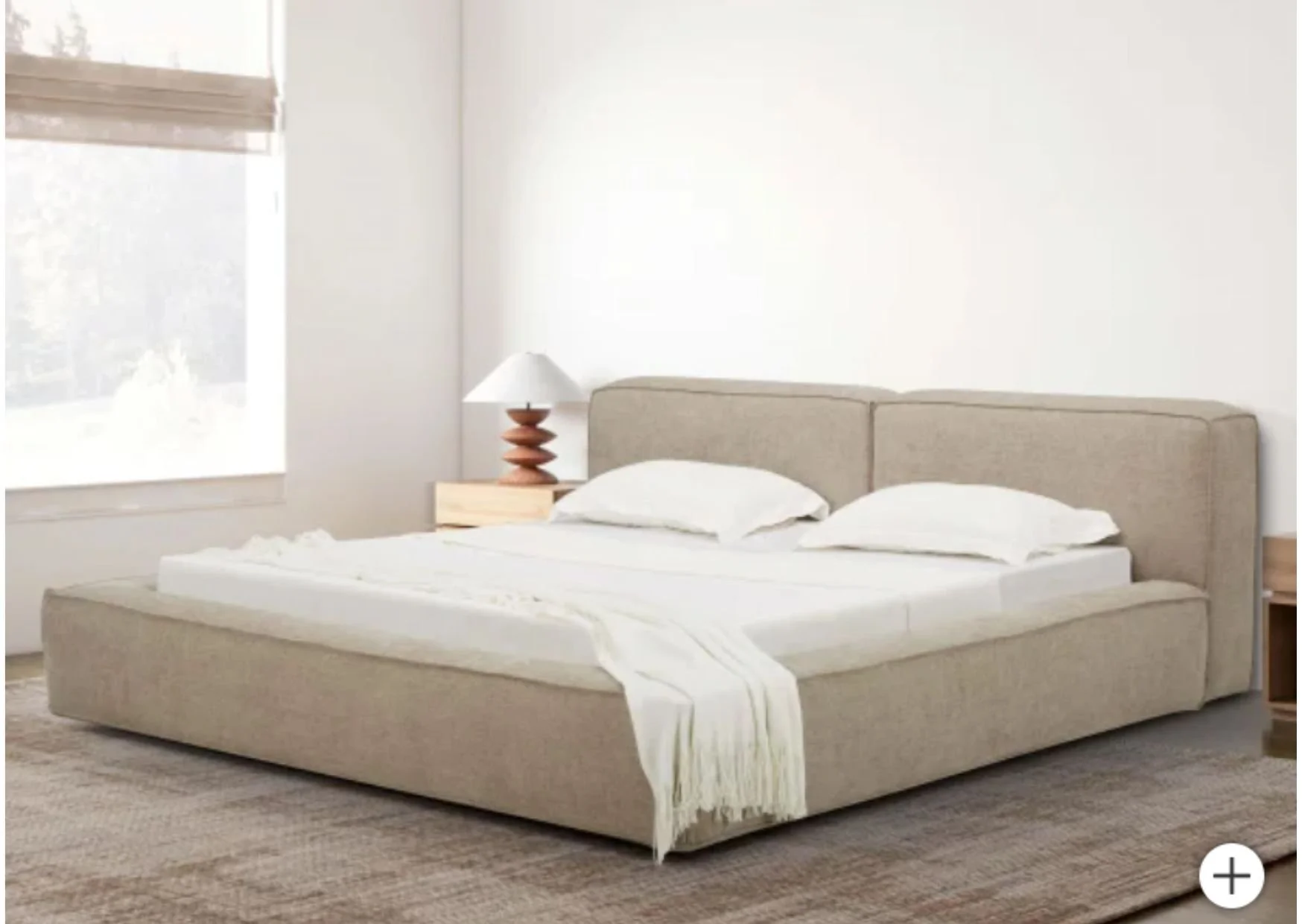 Aiden & Ivy Beige Upholstered Bed