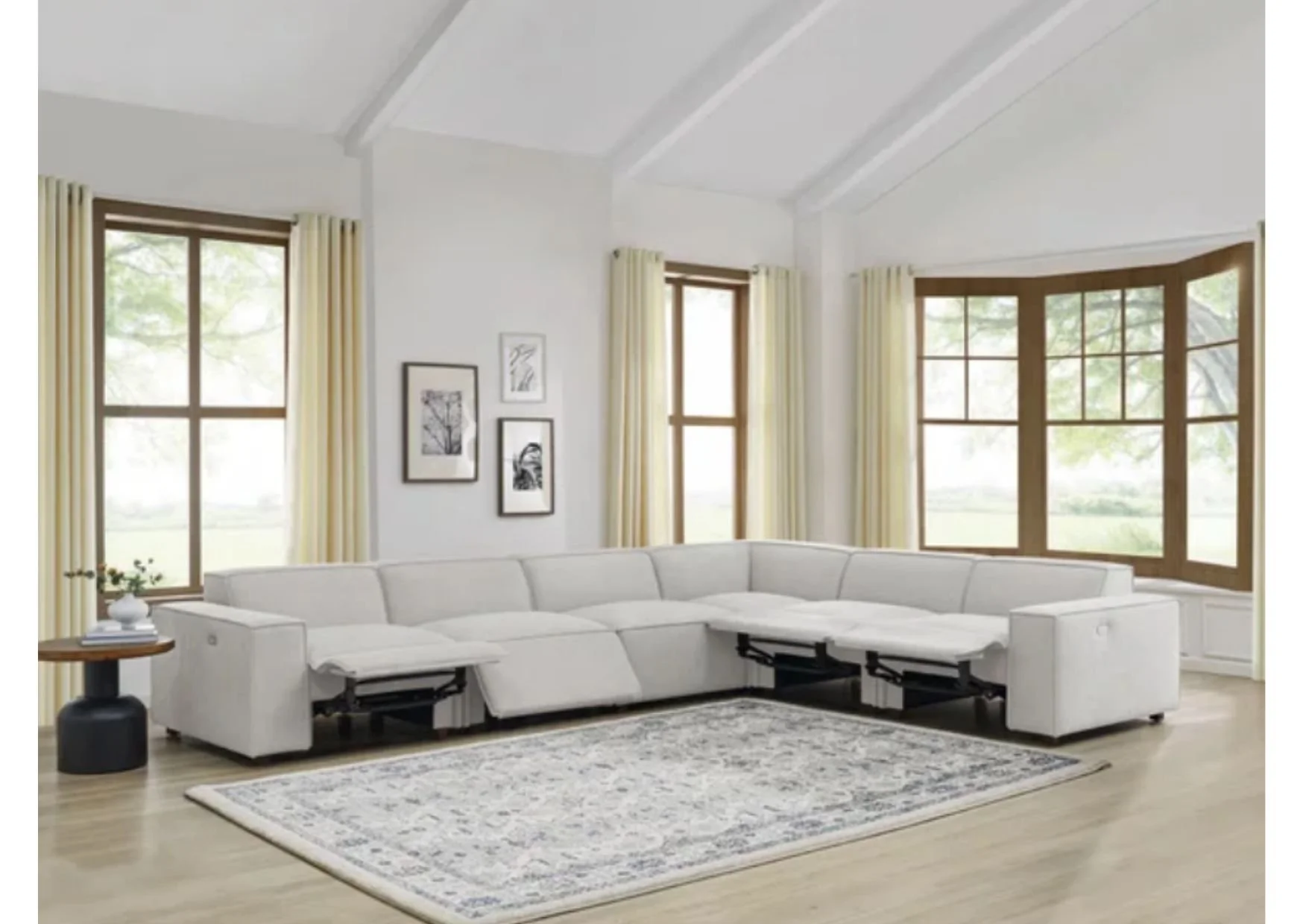 6-Piece Light Grey Modular Sectional with Power Footrests