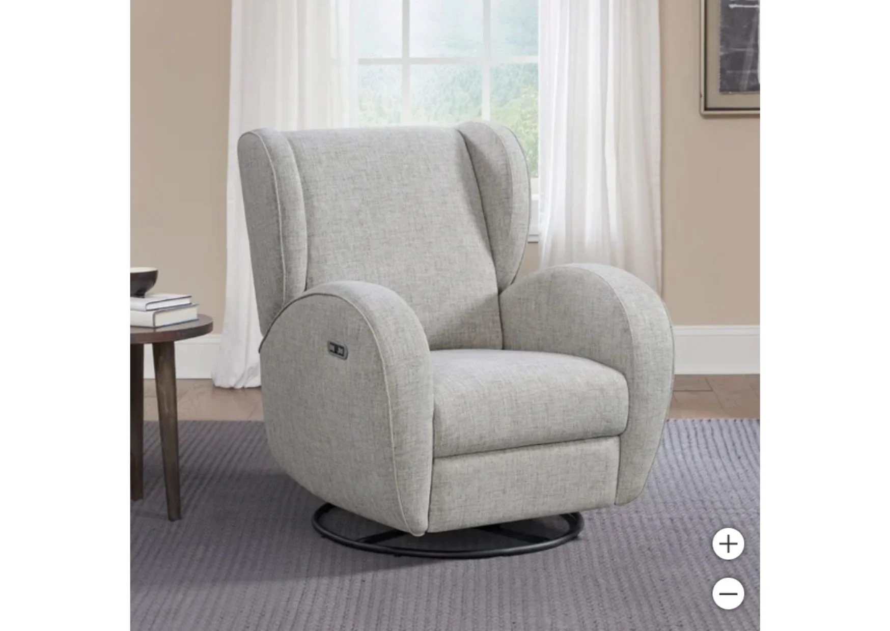 Light Grey Fabric Swivel Glider Power Recliner