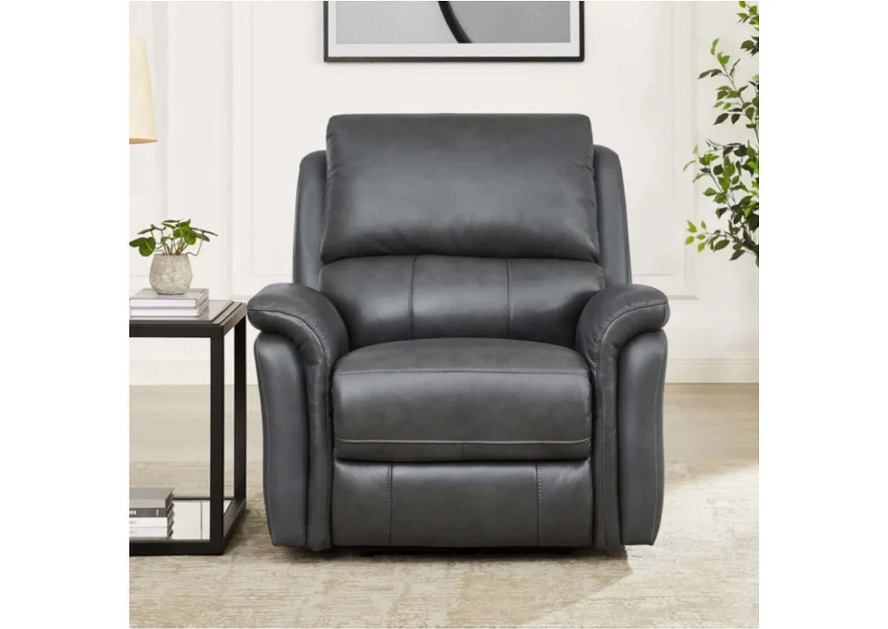 Prospera Home Dark Grey Top Grain Leather Power Reclining Chair