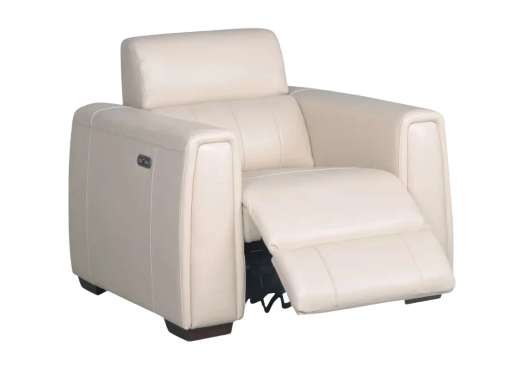Cream Top-Grain Leather Power Recliner with Power Adjustable Headrest