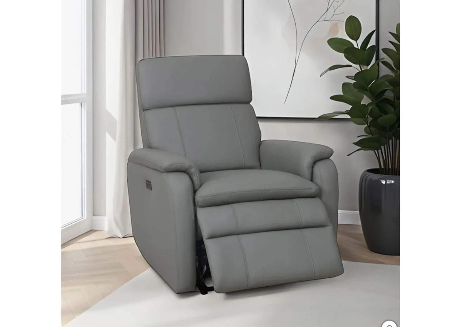 Cheers Julius Light Grey Leather Power Recliner