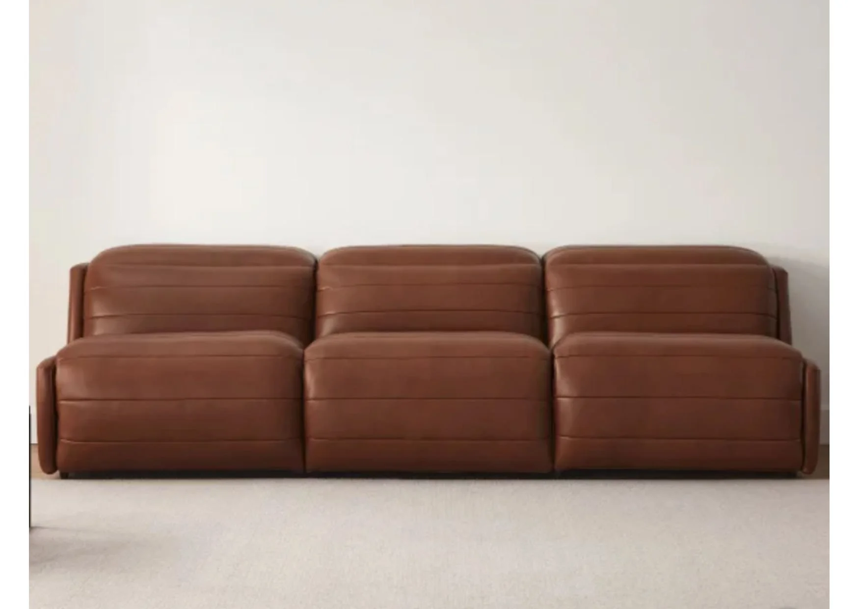 Aiden & Ivy Dark Rich Rust Top-Grain Leather Power Reclining Sofa