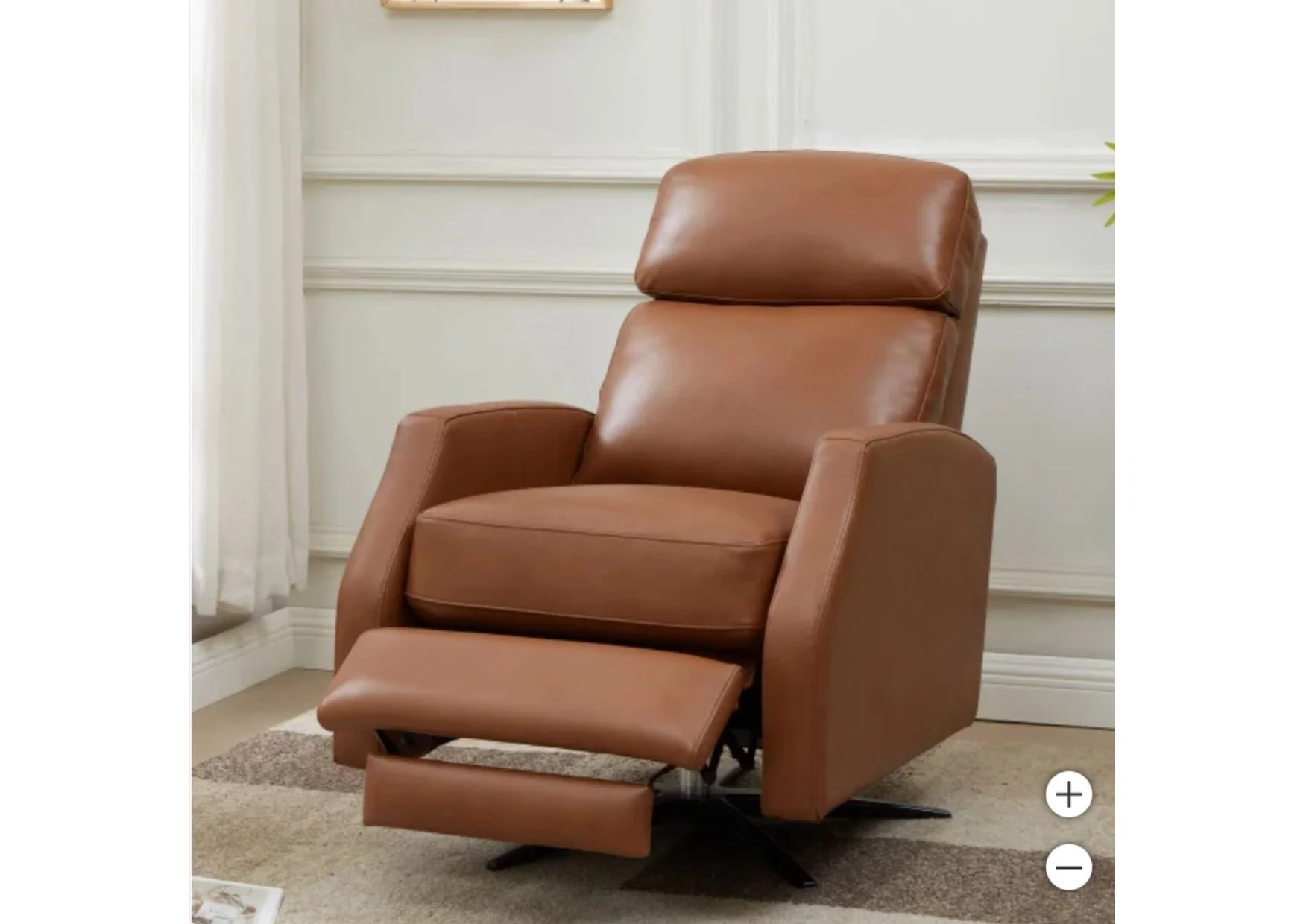 Rich Rust Top-Grain Leather Swivel Pushback Recliner
