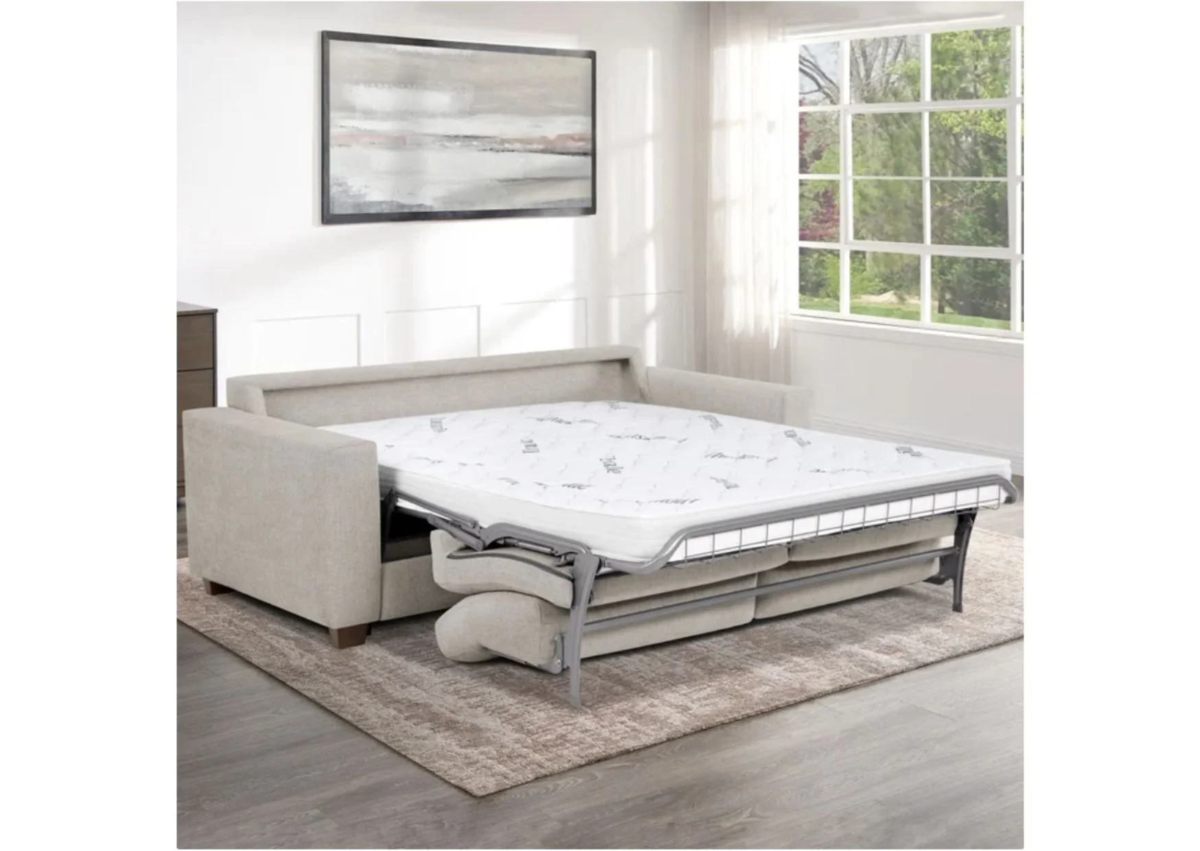 Light Grey Fabric Queen Sleeper Sofa