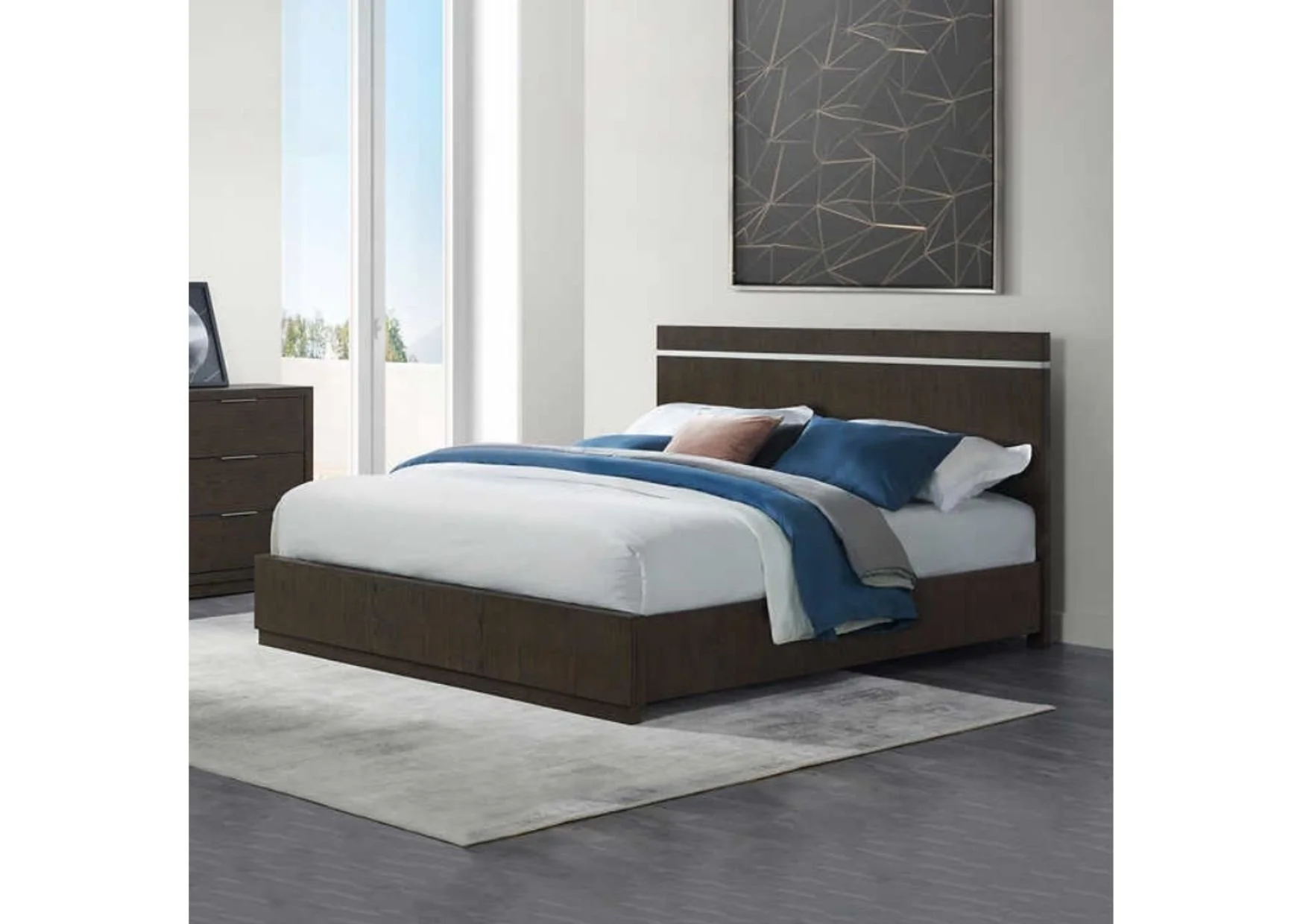 King Panel Bed with Nickel Accents