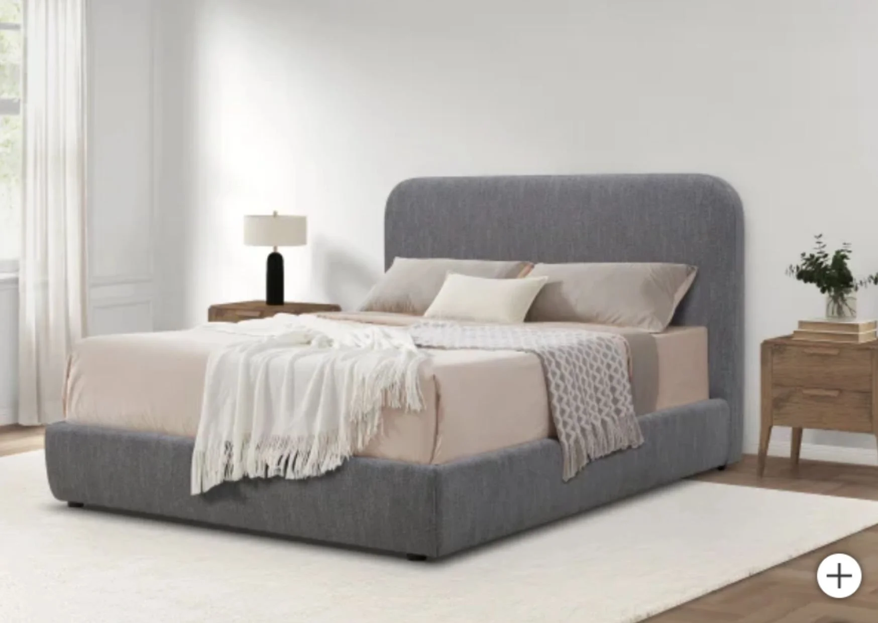 Aiden & Ivy Grey Chenille Fabric Bed
