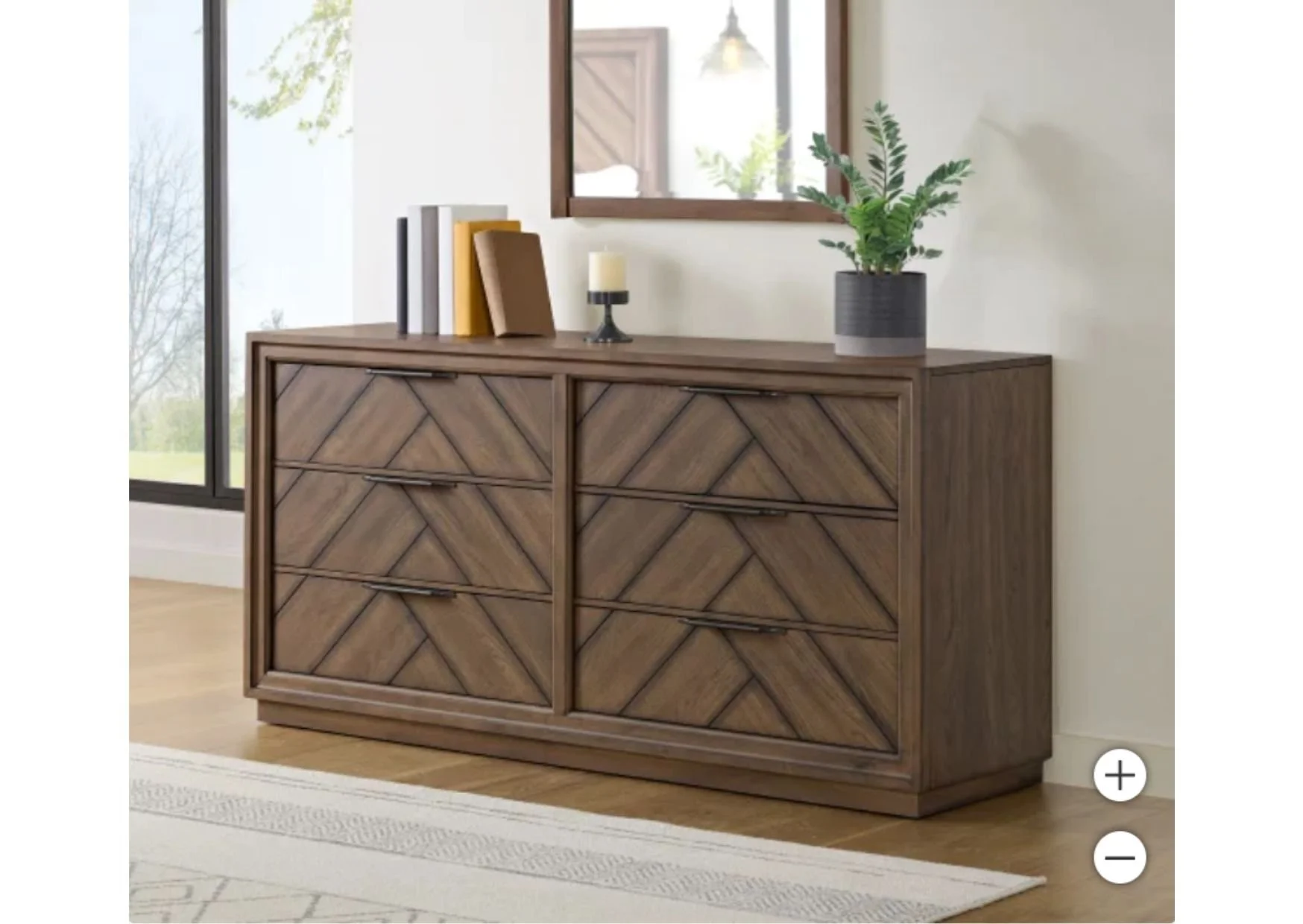 6-Drawer Dresser with Herringbone Pattern
