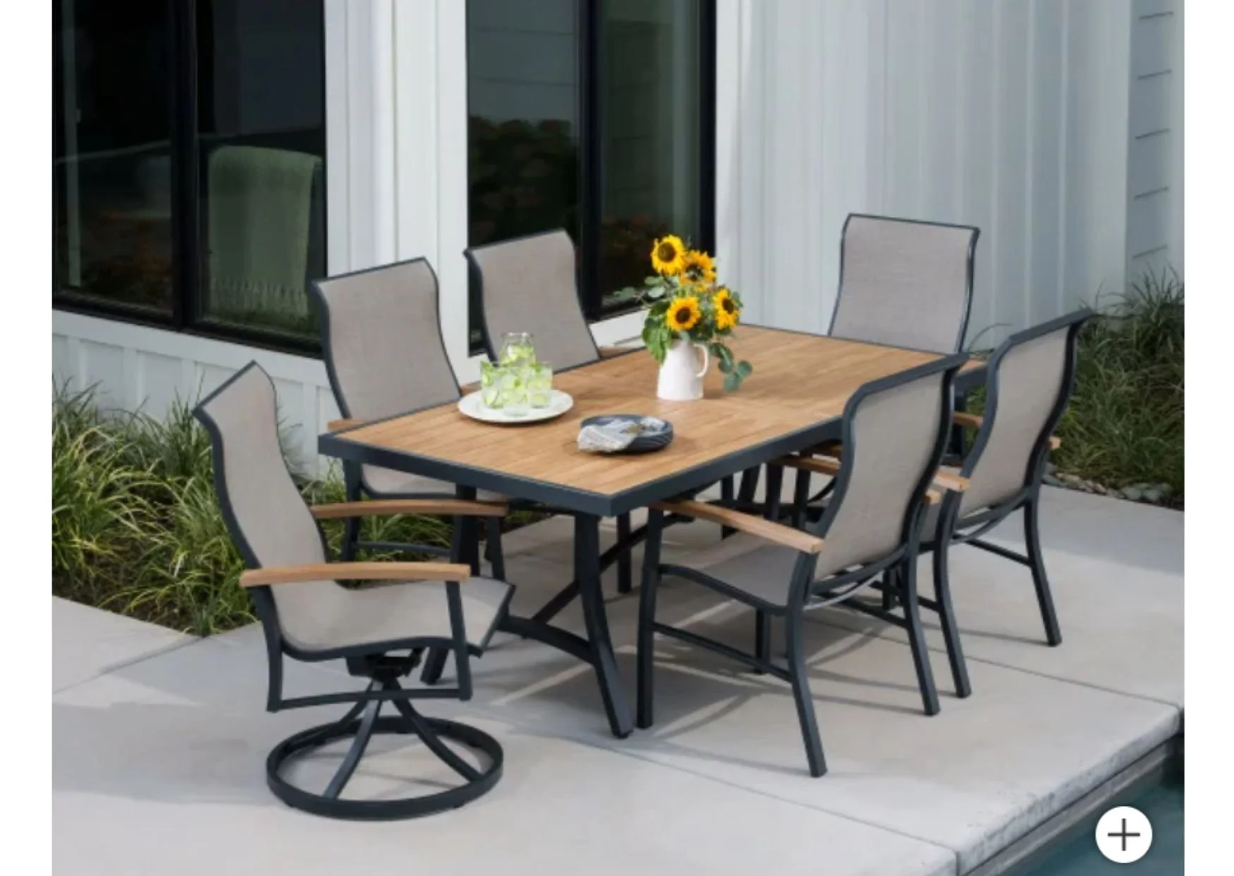 7-Piece Patio Dining Set with Synthetic Wood Slat Tabletop
