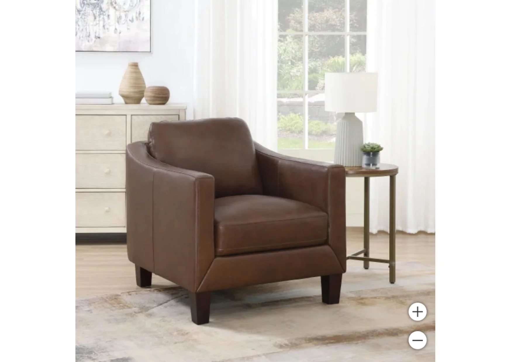 Brown Top-Grain Leather Armchair