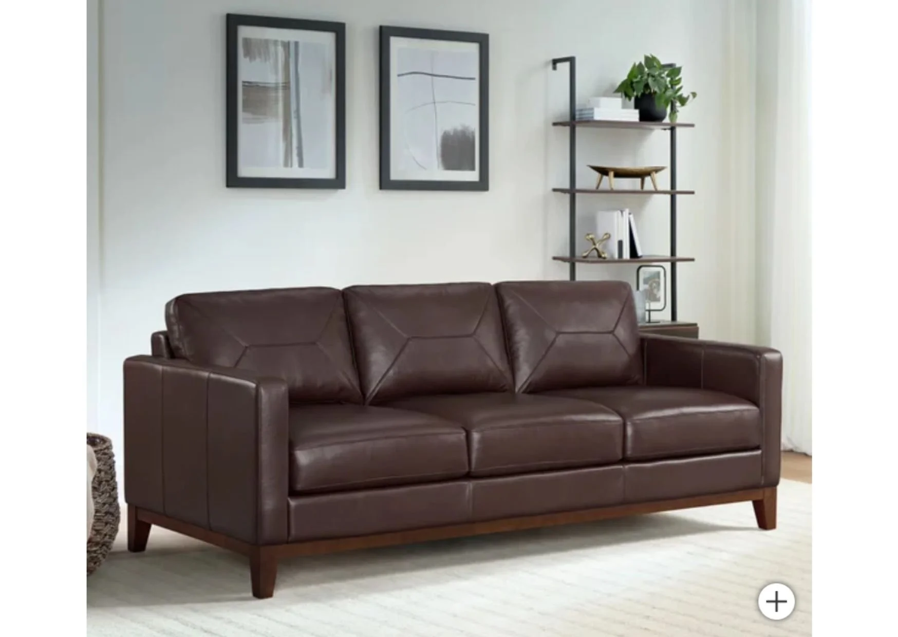 Dark Brown Top-Grain Leather Sofa
