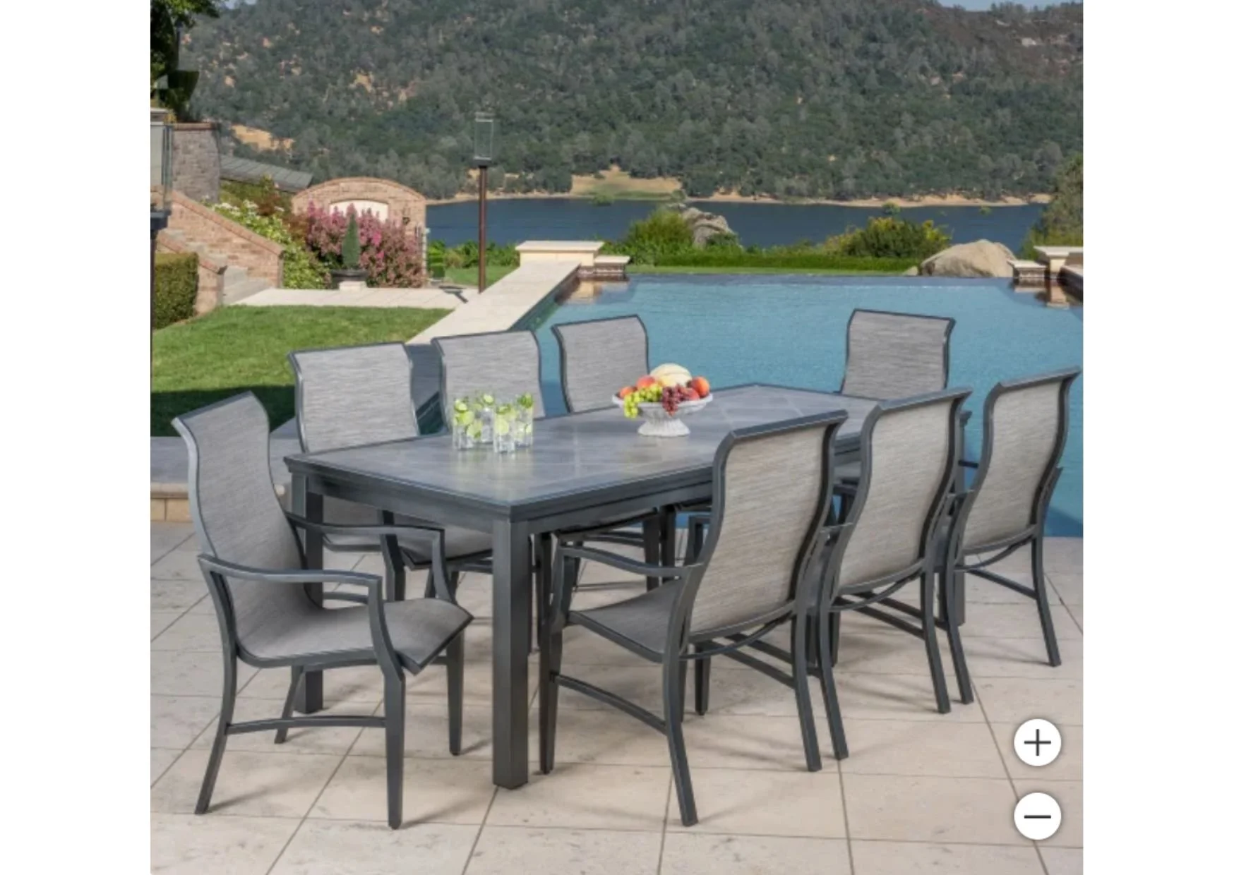 9-Piece Patio Dining Set with Sling Back Chairs