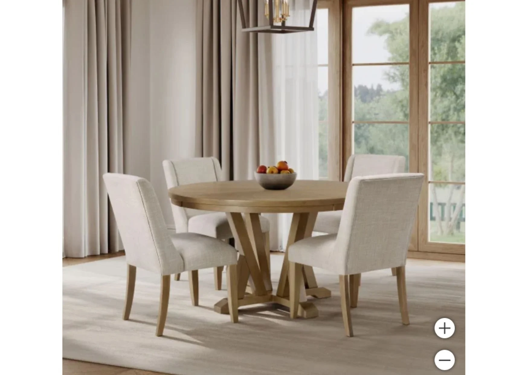 5-Piece Dining Set with 54" Round Table in a Natural Oak Finish