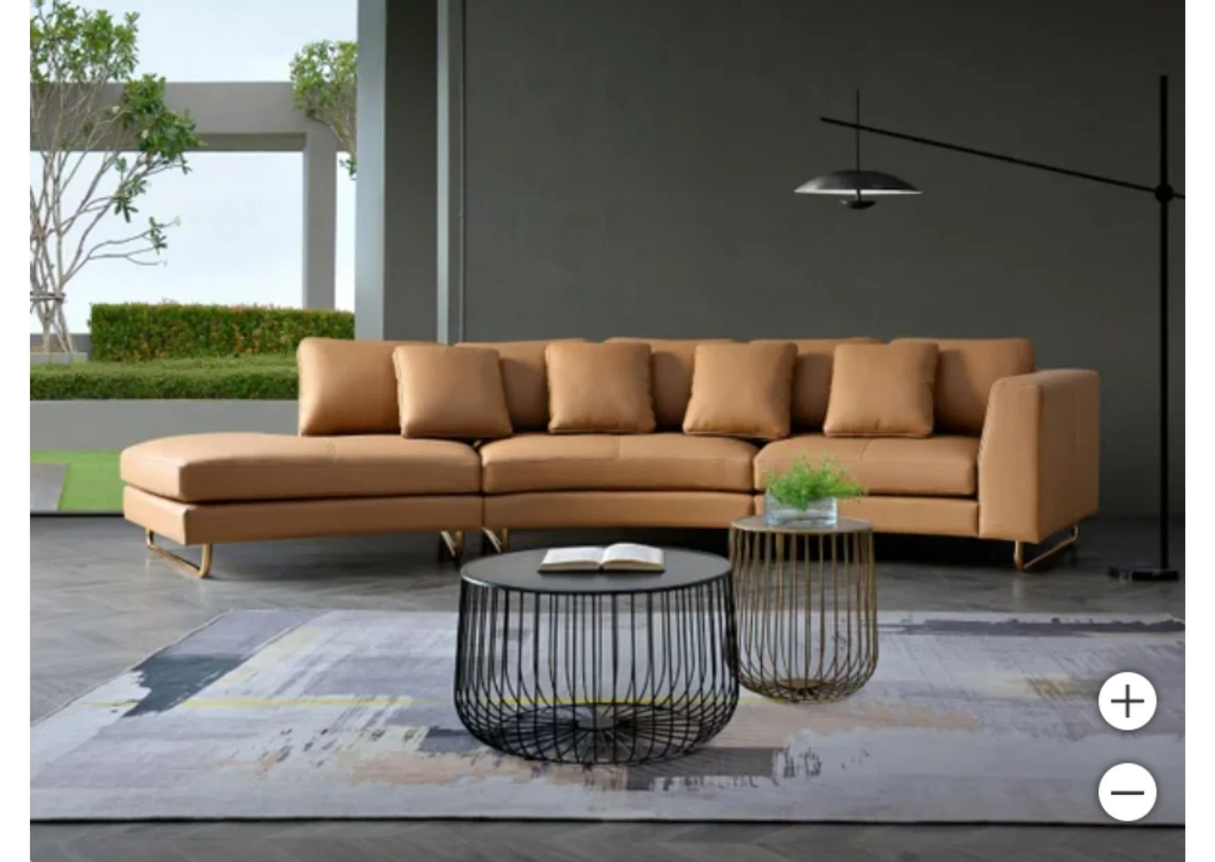 Top-Grain Leather Curved Modular Sofa