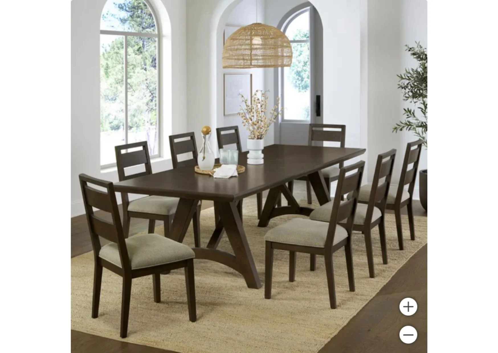 9-Piece Dining Room Set in Dark Brown Walnut