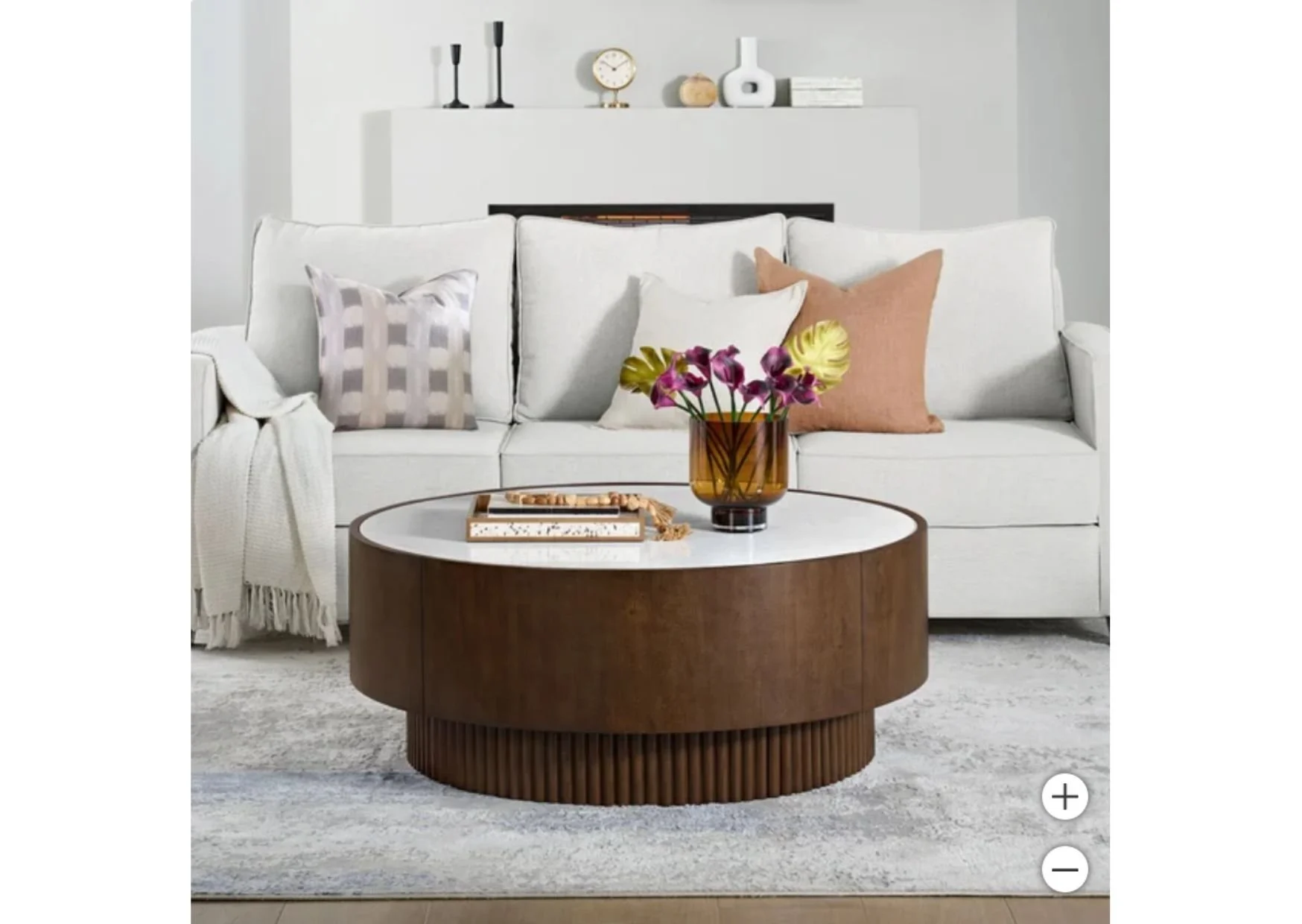 Round Coffee Table with Engineered Stone Top