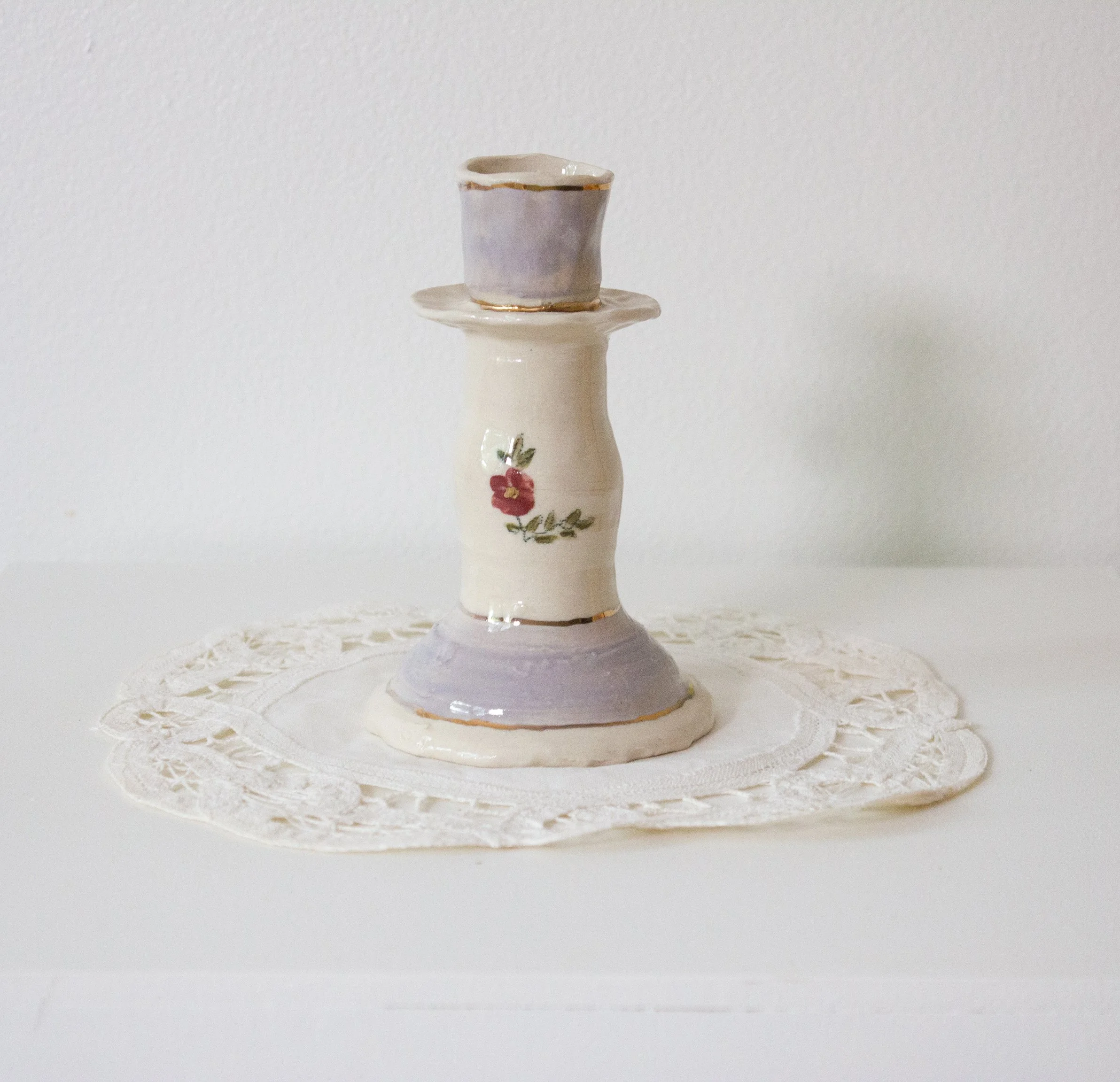 Cornflower Candlestick- Lavender