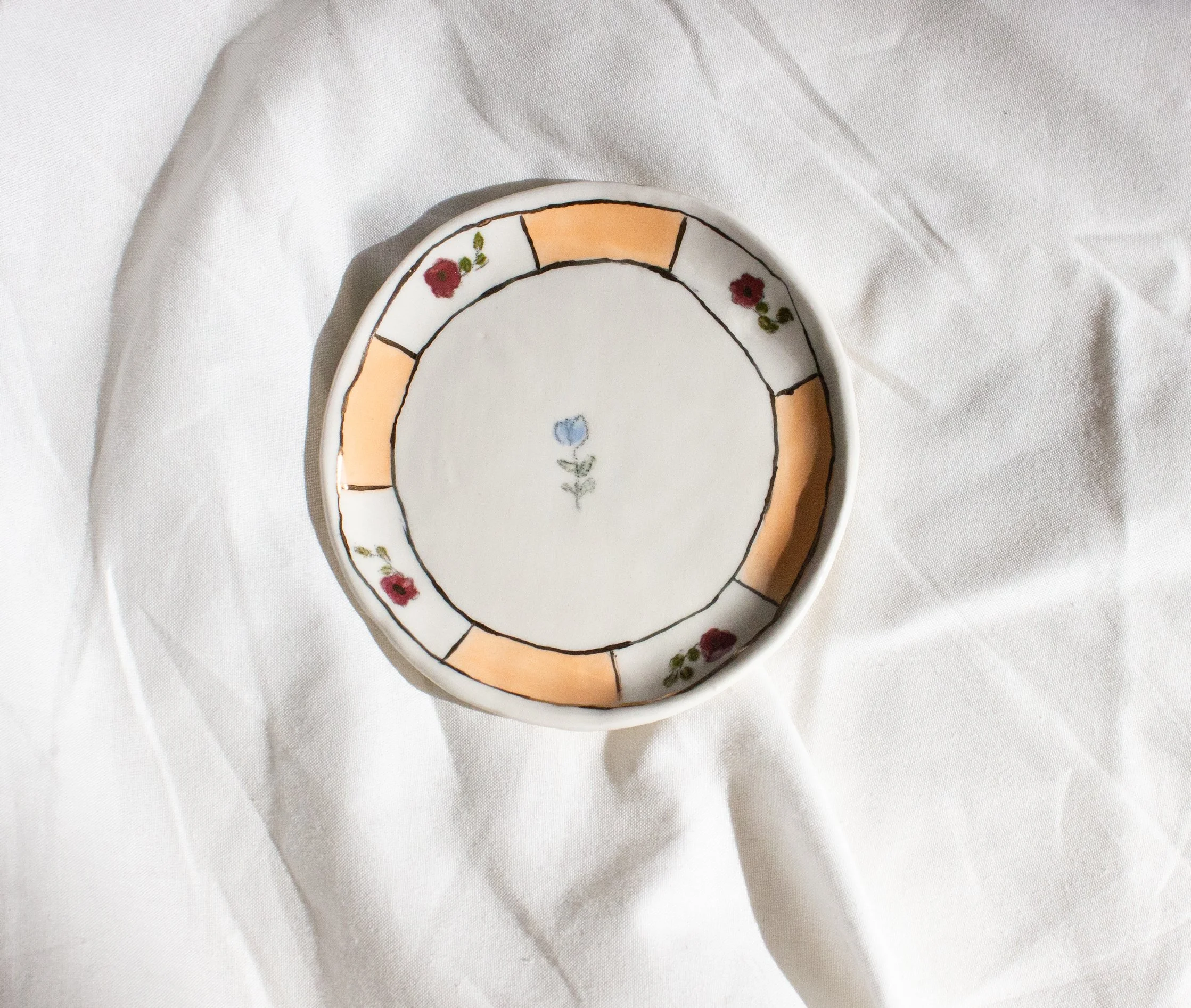 Cornflower Catchall Plate- Persimon