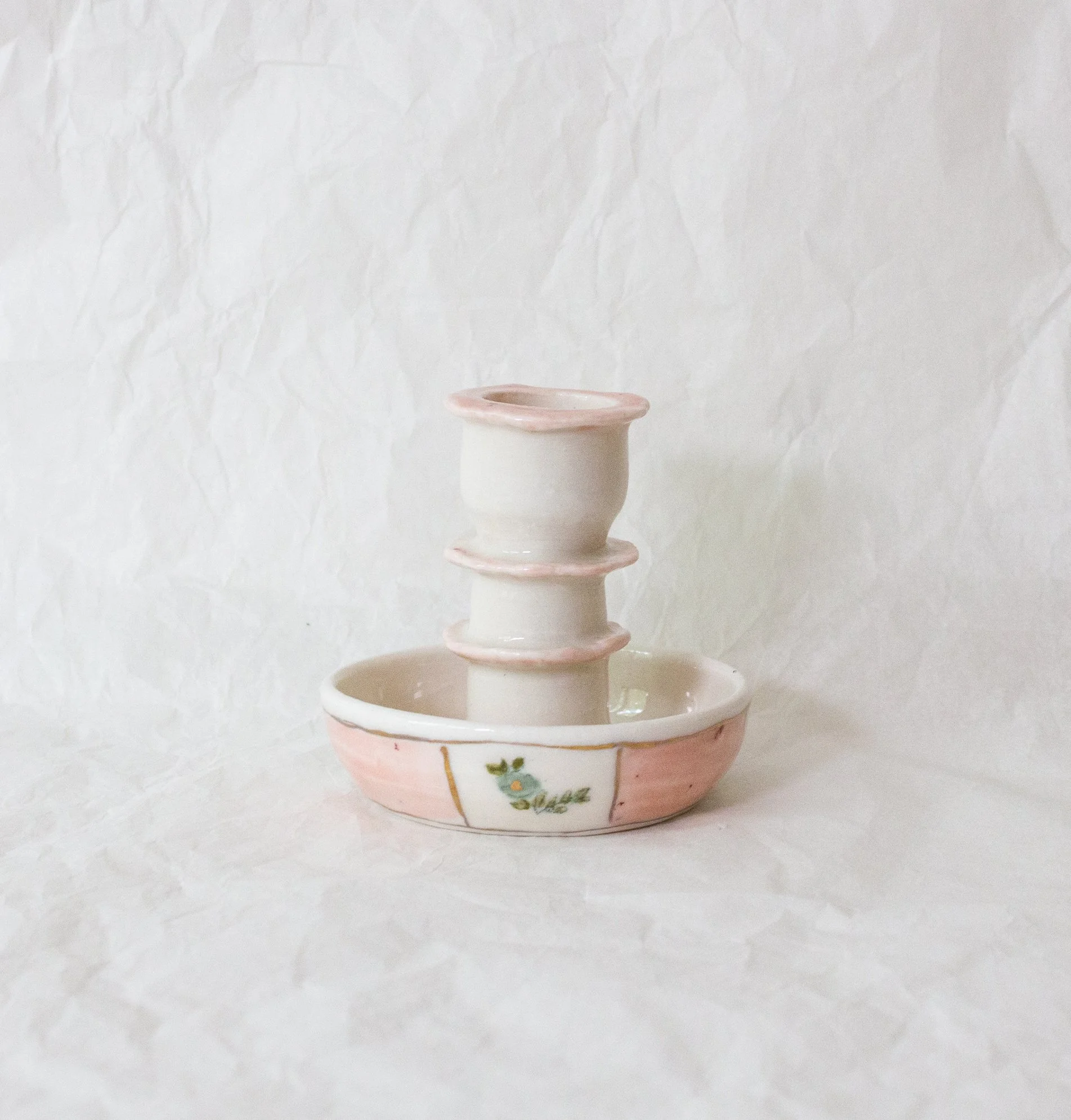 Cornflower Candlestick- Rose