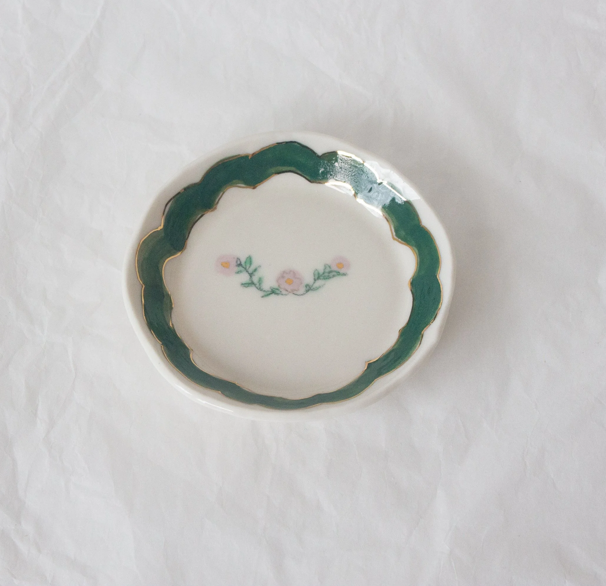 Cornflower Footed Catchall- Emerald