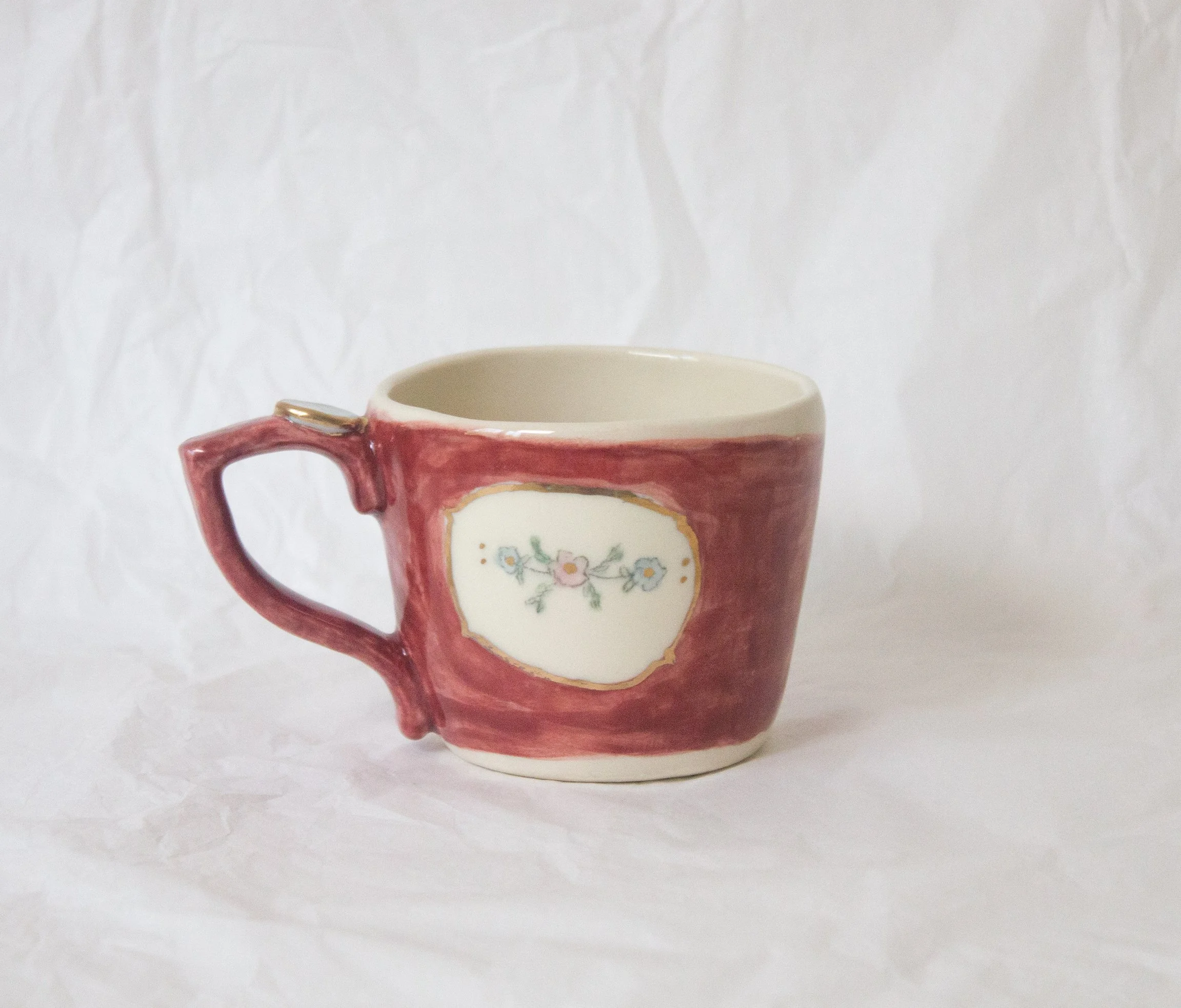 Cornflower Button Mug- Merlot