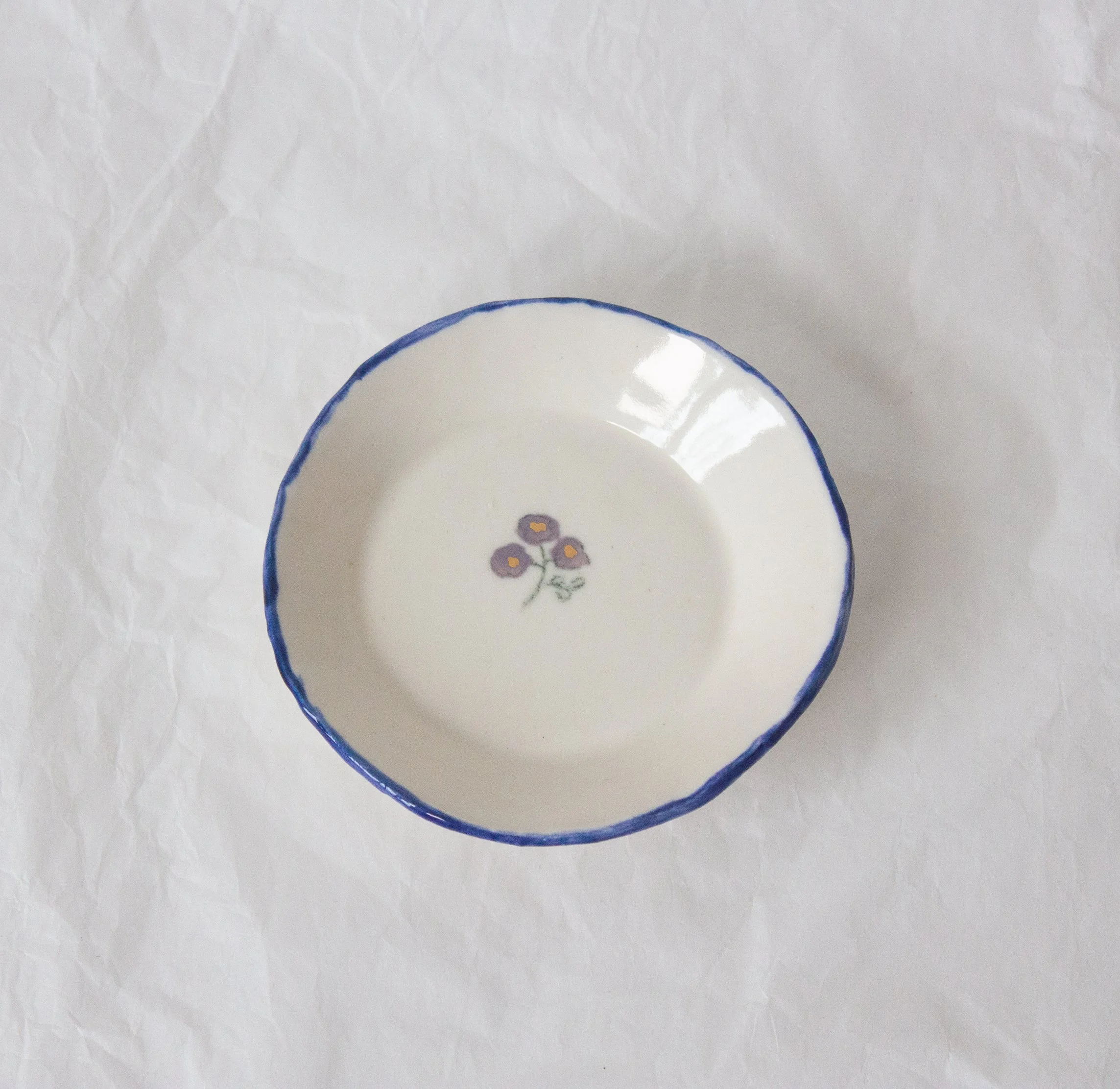 Cornflower Footed Catchall Dish- Sapphire