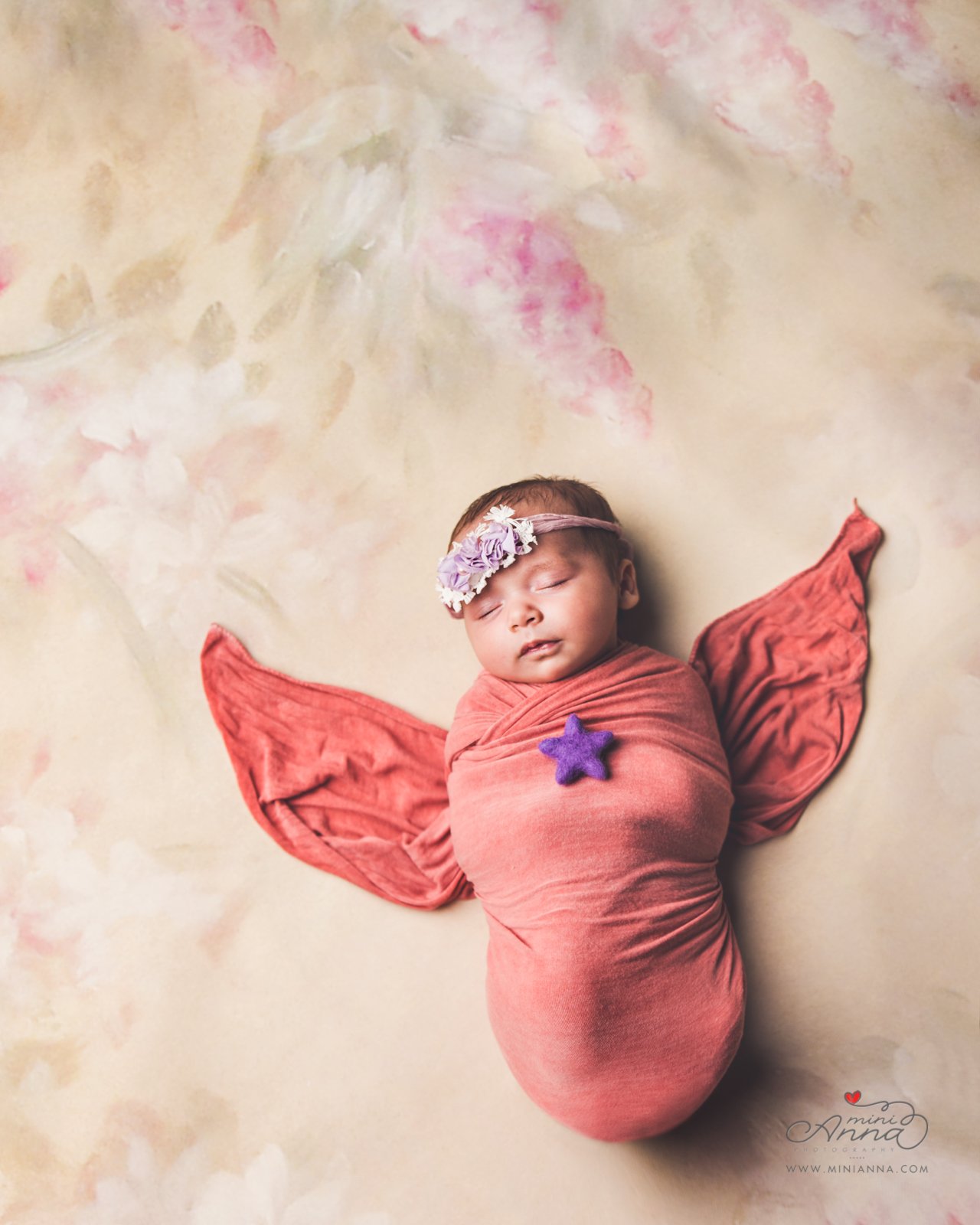 angel themed newborn baby girl portrait