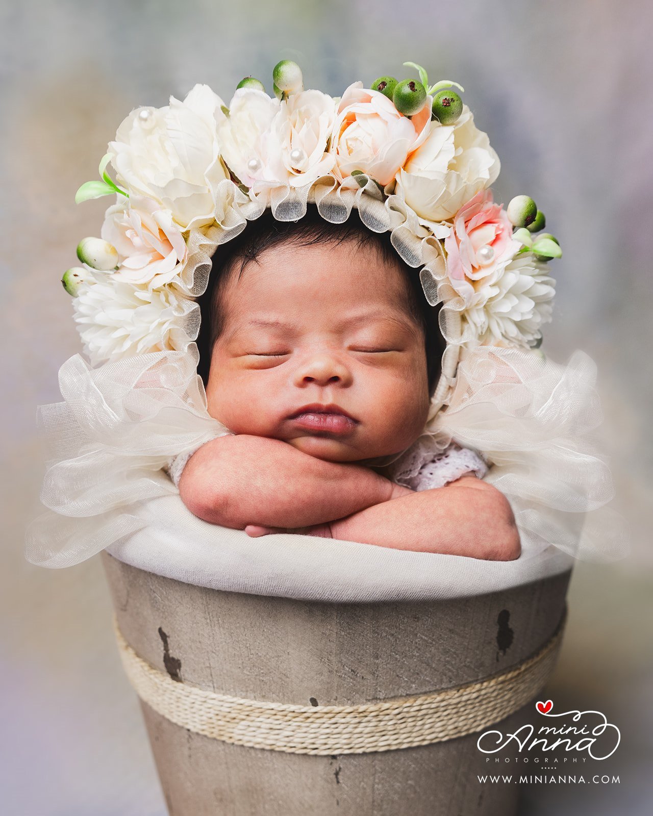 newborn baby girl in studio