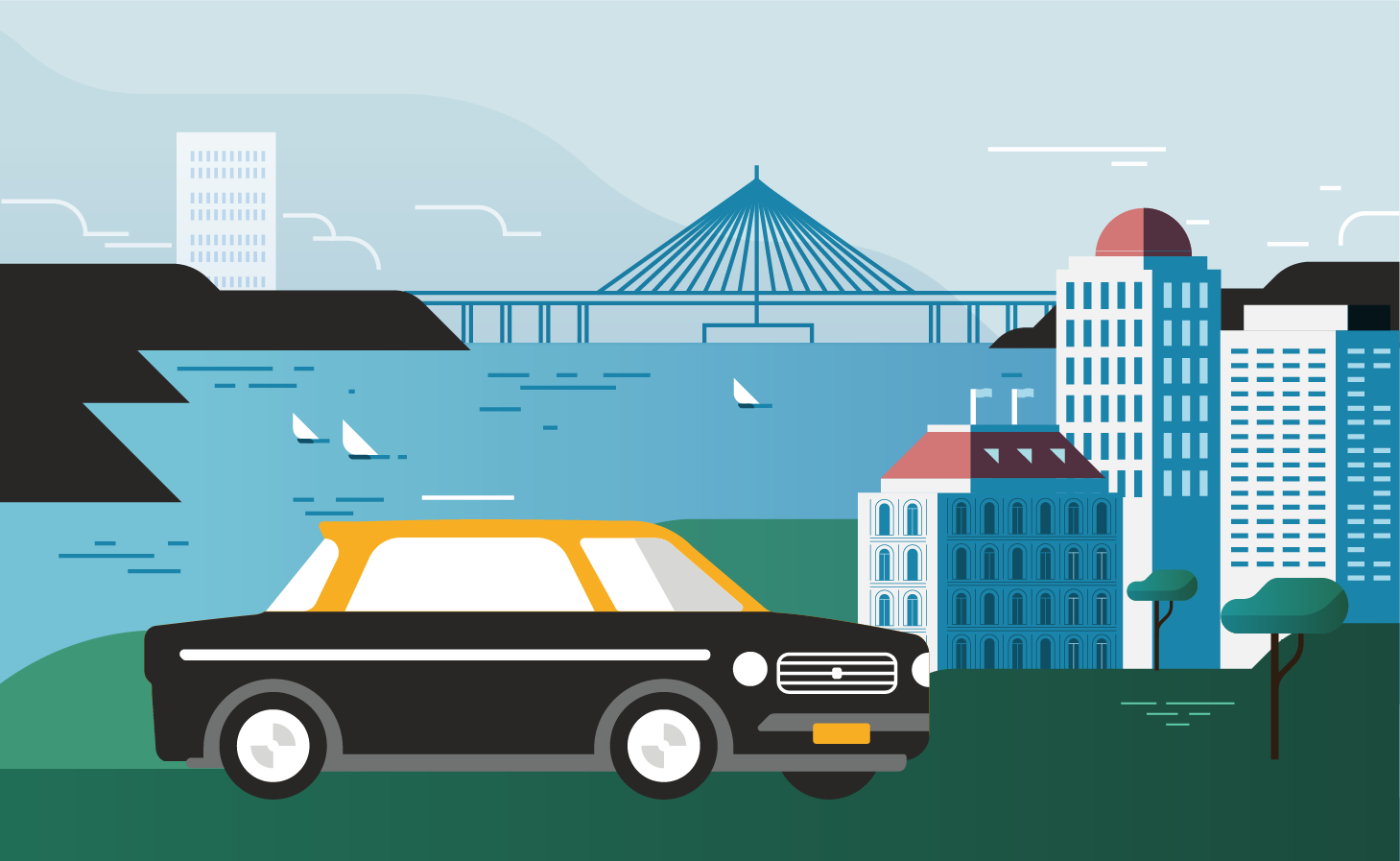 This illustration was created using Uber’s vehicle guidelines to ensure that the artwork is consistent with the rest of the product icons. For the launch, I created a few illustrations with Mumbai’s landscape using a custom colour palette, along with all App icons.