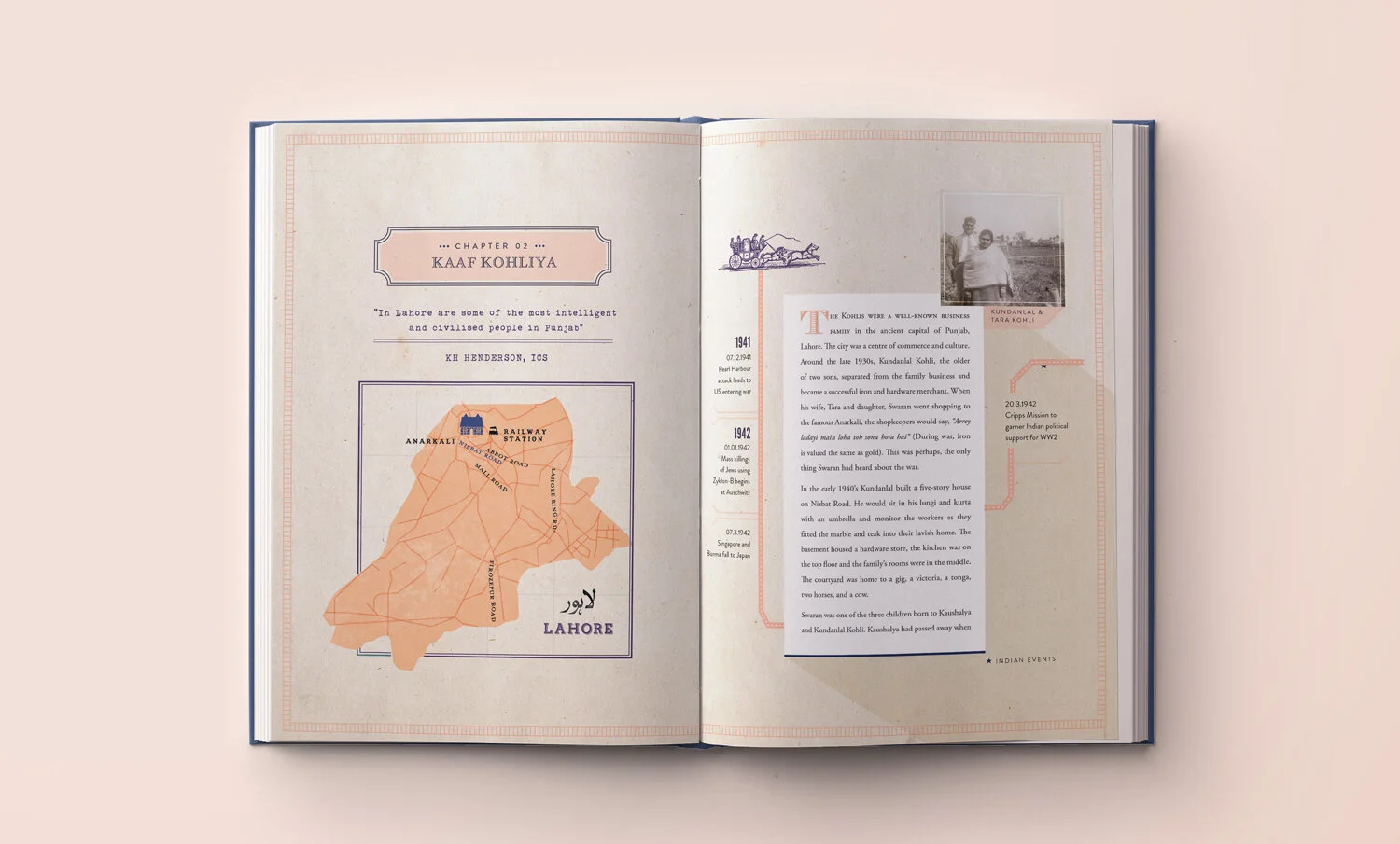 From WWII and the Partition of India-Pakistan to Army life in the 70s, the book travels across Europe, India and Pakistan and is flecked with beautiful snippets from the life and times of the couple