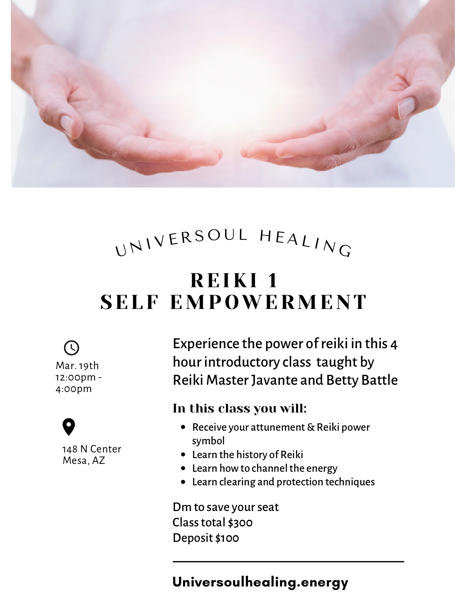 Reiki Level 1 Self-Empowerment Class