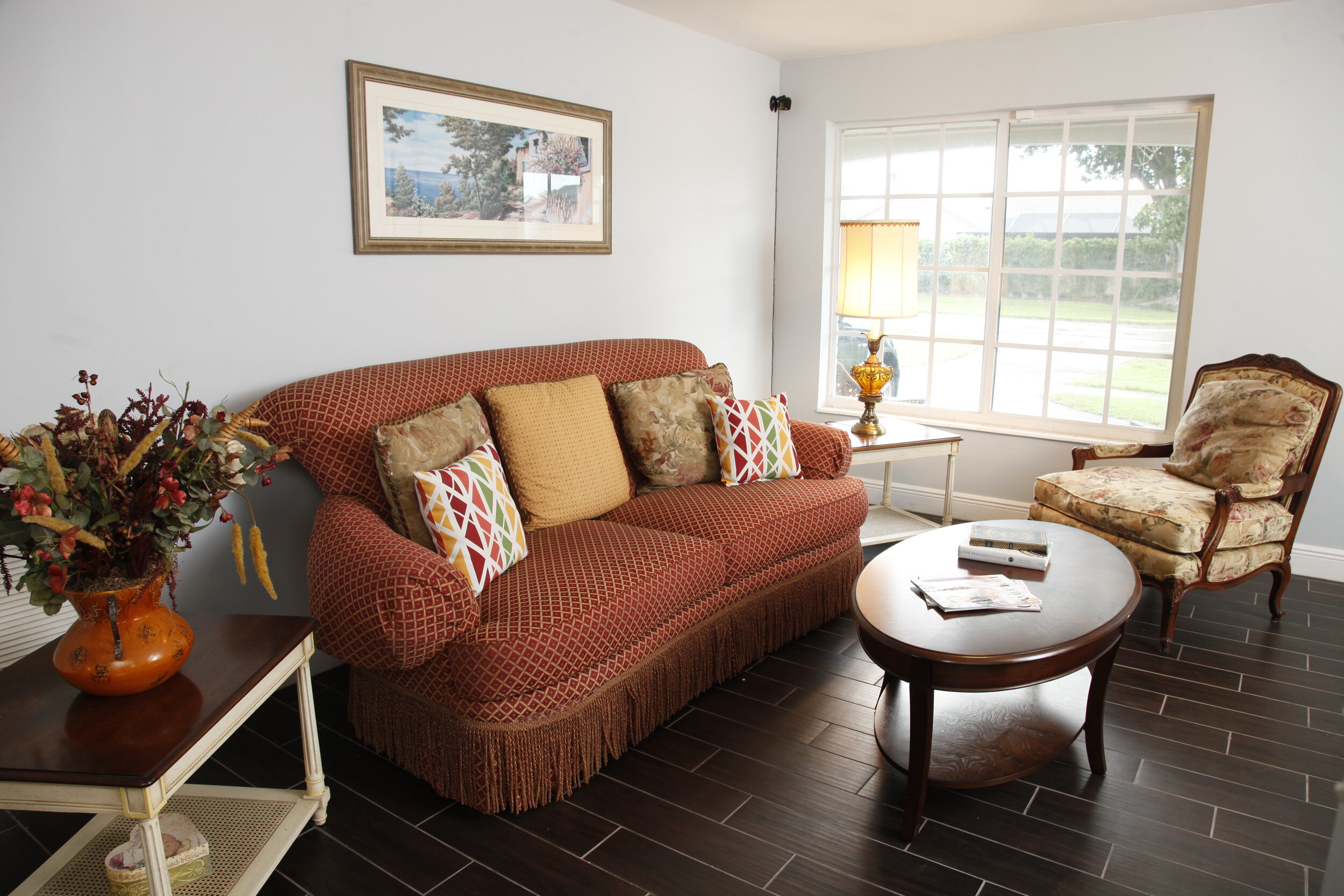  Our living room is the perfect place for our residents to relax and have a chat with our staff and each other! 