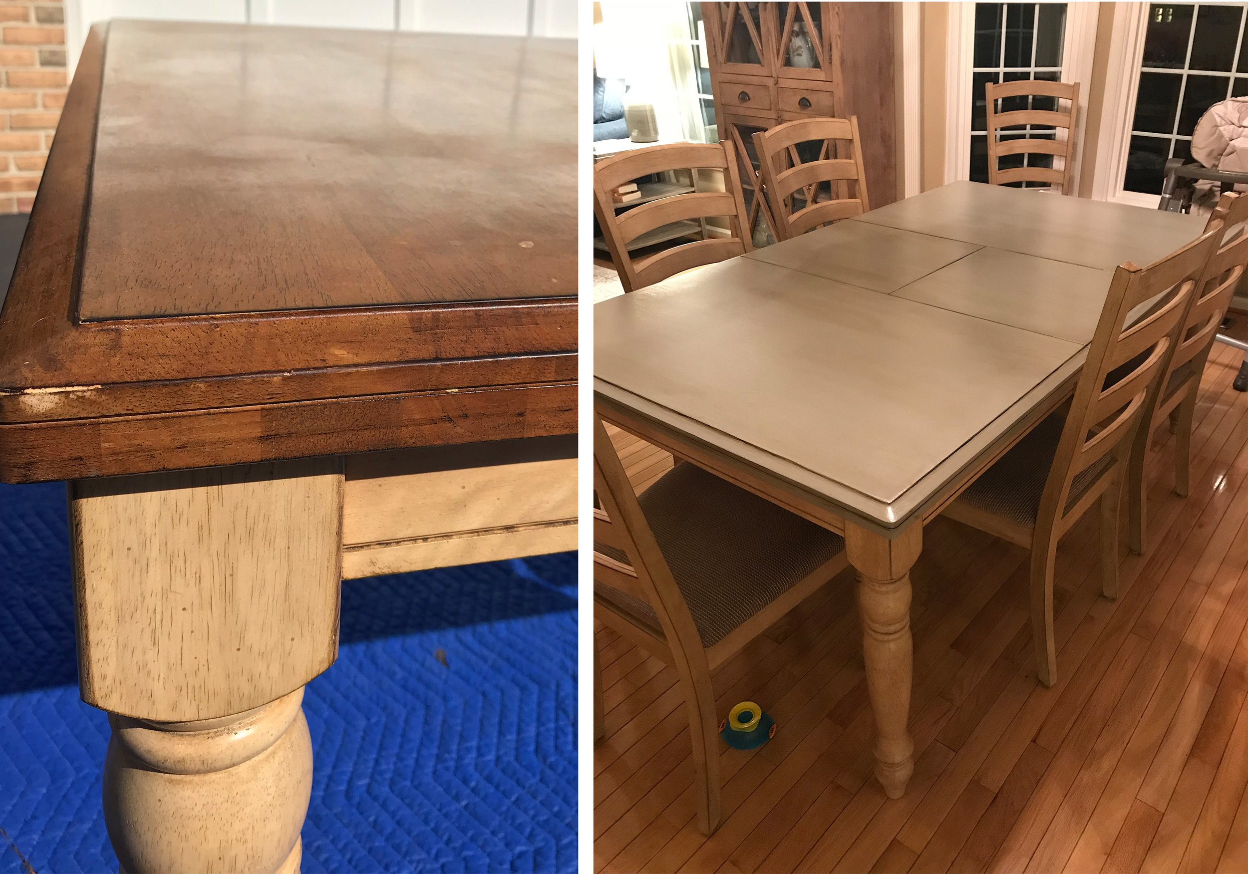 Kids, man. I tell ya. They ruined my table … so I sanded it down and painted it. And poly’ed it… like, a LOT.