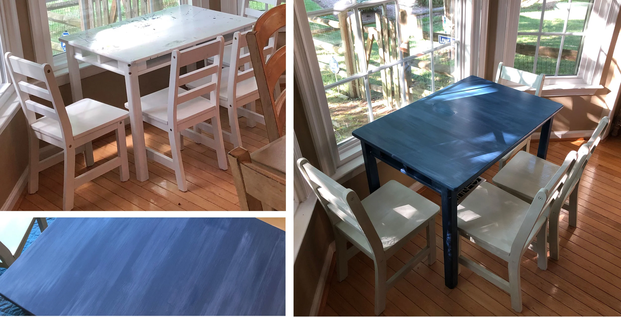 I got this ADORABLE little kid’s table for FREE on Marketplace. There’s only one thing I love more than awesome Marketplace finds and that is FREE Marketplace finds!! Whoop whoop. I gave this a fresh coat of paint and a little lime-distressing and voila! A perfect table for my kids to look at. haha. JK.