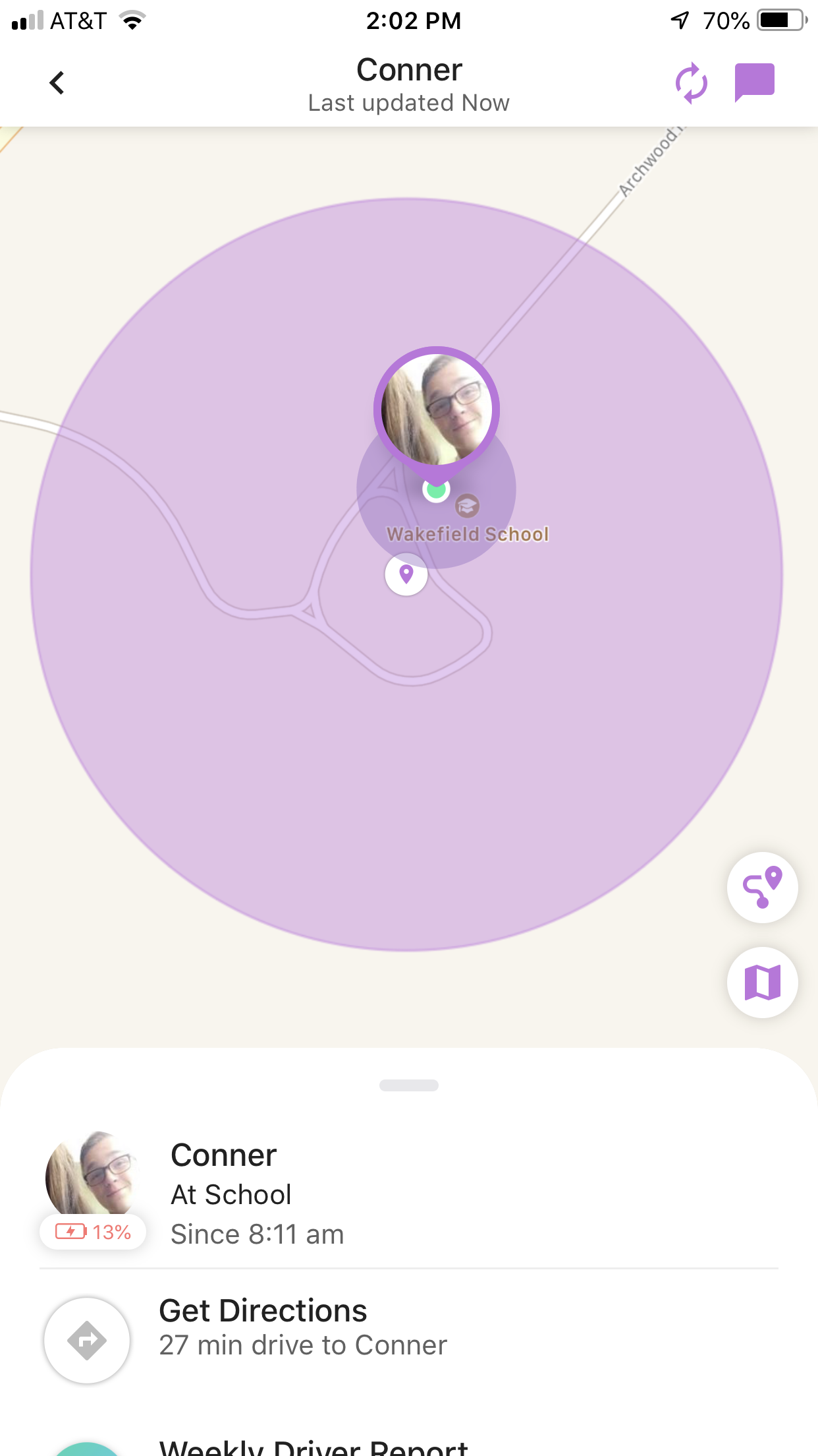 Life360 Location - his location is blurred out intentionally.